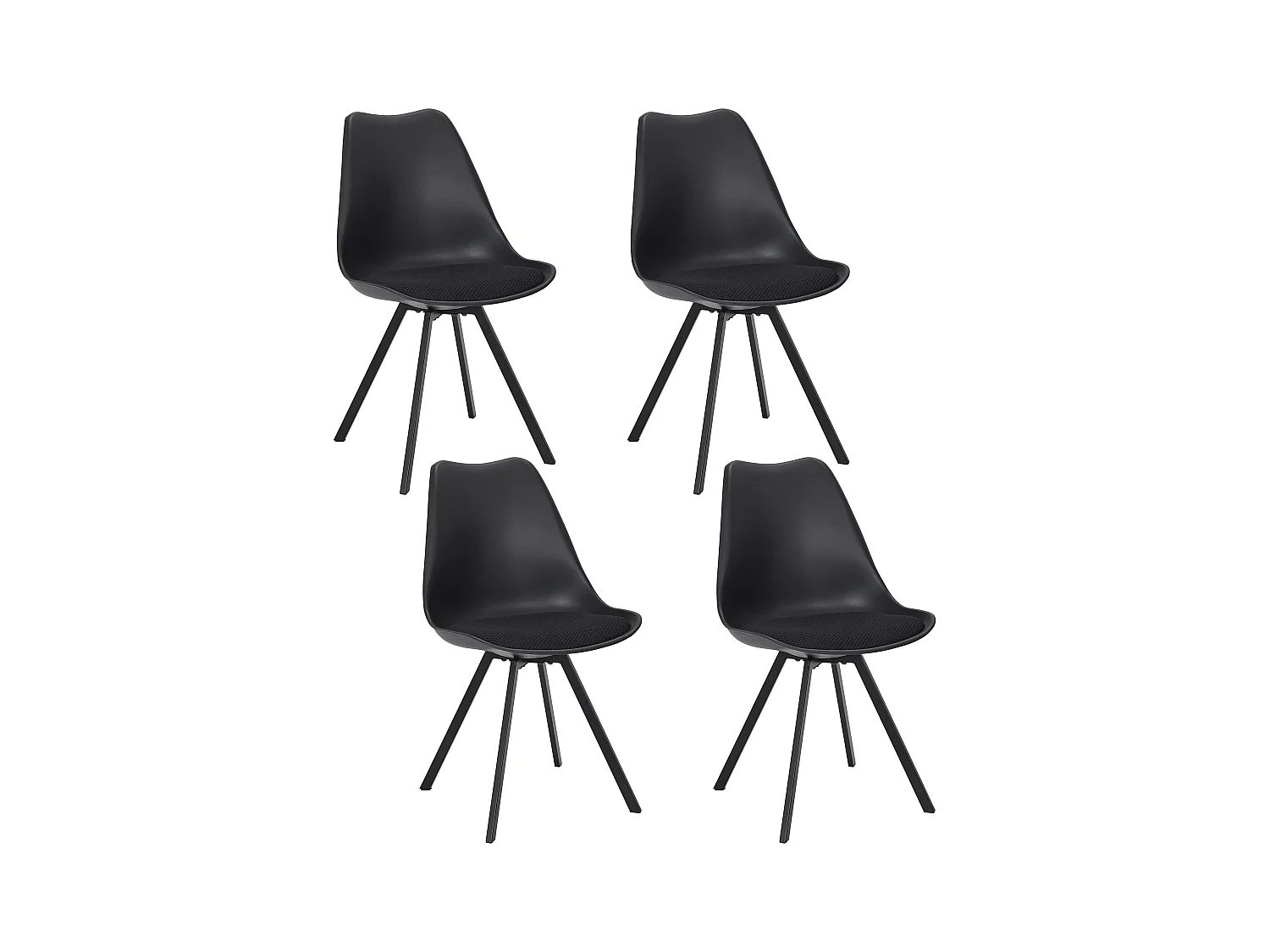Chaise Avec Coussin Atome Noir - Lot De 4 Noir