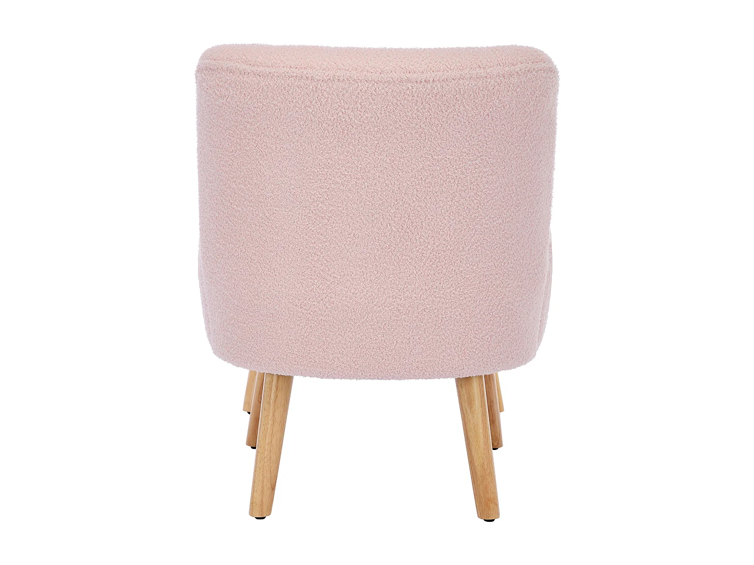 Chaise avec repose-pièd - Velours teddy et pièds en bois massif - 60 x 67 x 76 cm - Rose
