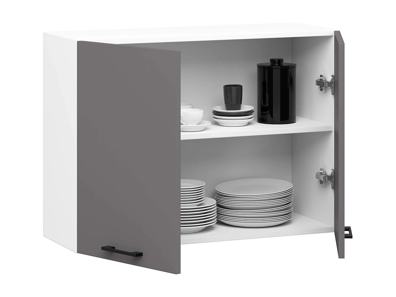 Armoires de cuisine haute AKORD W80 OLIWIA Blanc 80 cm 2 portes façade Gris Graphite 2 étagères 80x30x58 cm