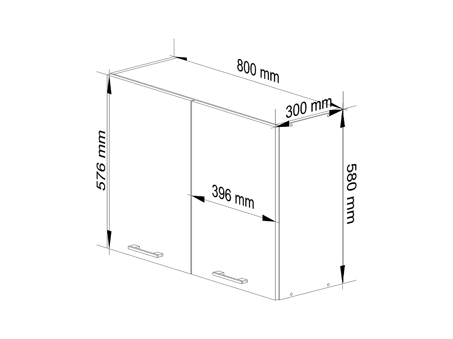 Hängeschrank Küchenschrank AKORD OLIWIA modular W80 Weiß 80 cm 2 Türen 2 Ebenen Front Graphitgrau B80 x H58 x T30 cm