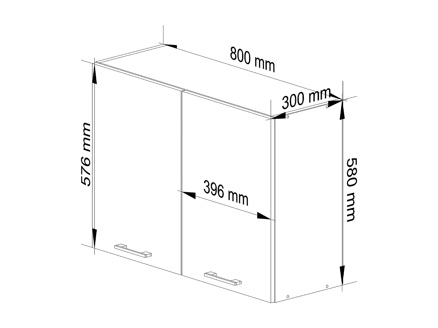 Keukenkast modulaire OLIWIA W80 H580 met 2 Deuren / Hangkast / Bovenkast / AKORD Furniture Factory / Wit - Grafietgrijs / 80 x 58 x 30 cm