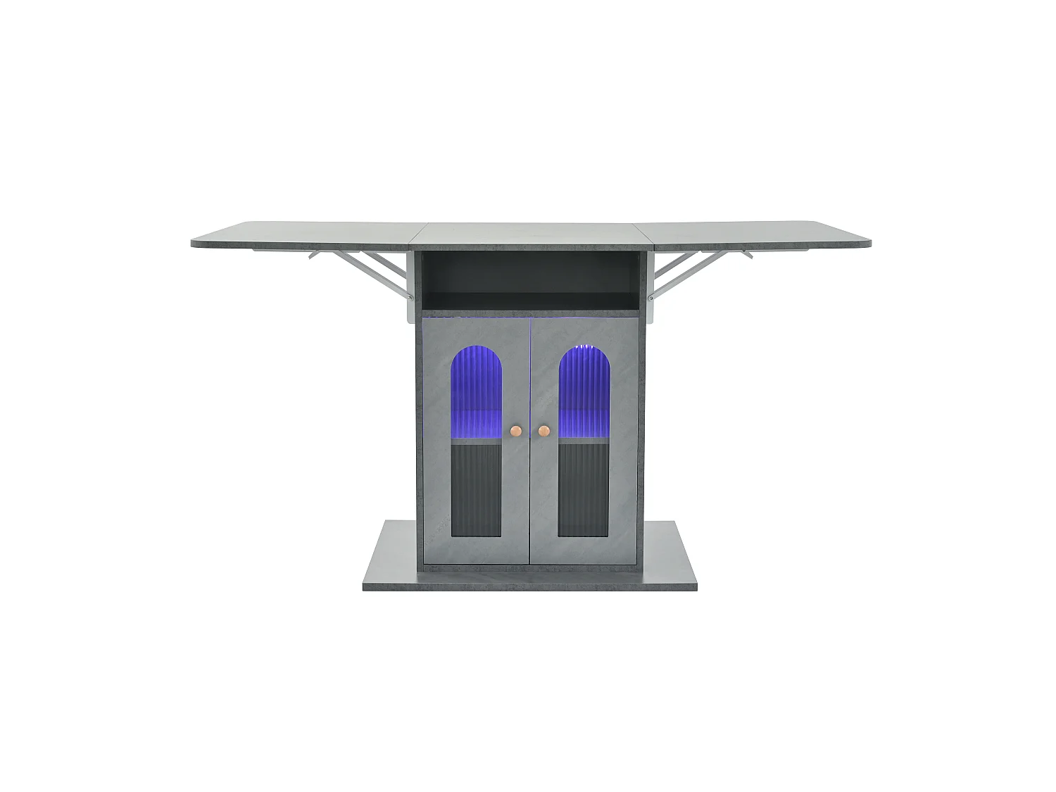 Opvouwbare eettafel met 2 deuren en 1 nis - 50/140 x 78 x 75,6 cm - LED's - MDF-hout - Grijs