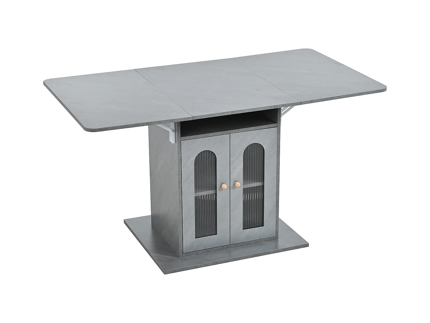 Opvouwbare eettafel met 2 deuren en 1 nis - 50/140 x 78 x 75,6 cm - LED's - MDF-hout - Grijs