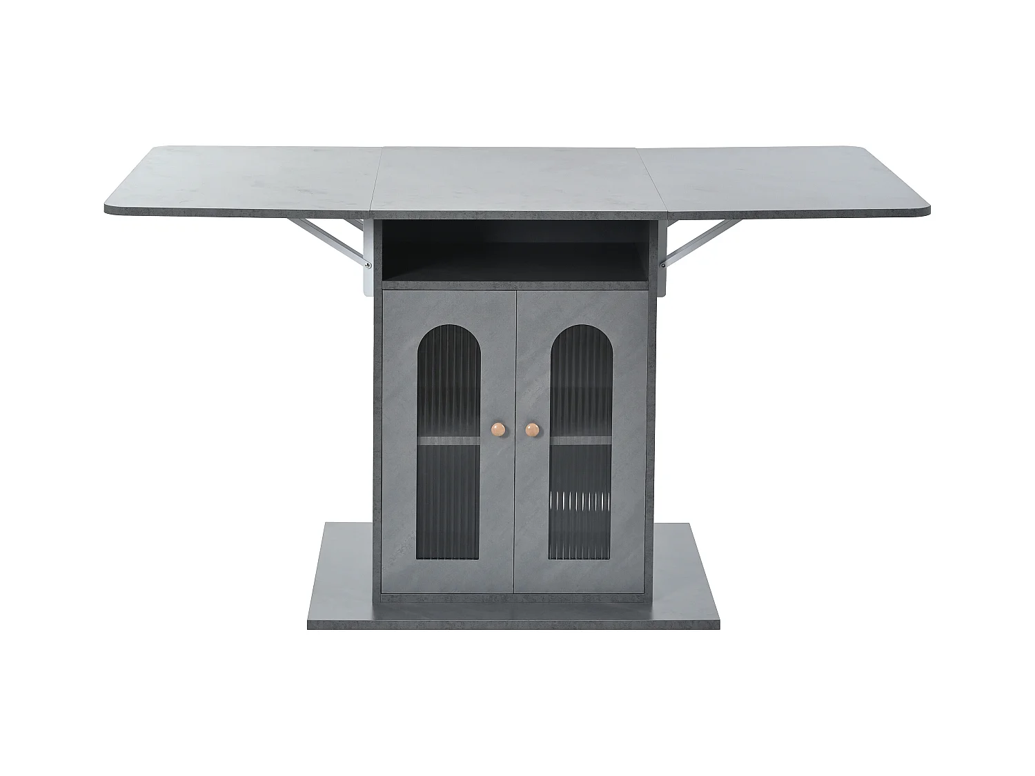 Opvouwbare eettafel met 2 deuren en 1 nis - 50/140 x 78 x 75,6 cm - LED's - MDF-hout - Grijs