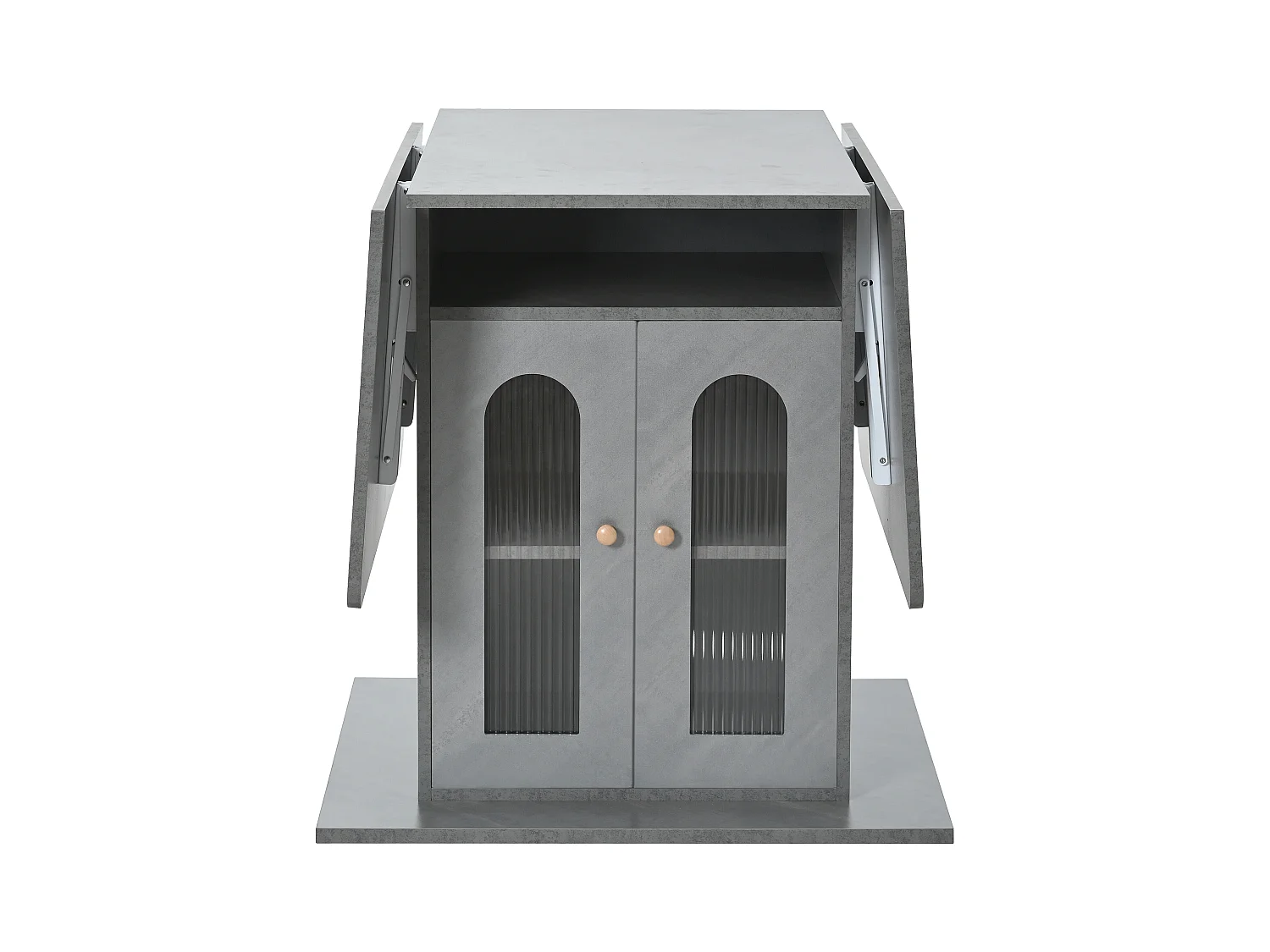Opvouwbare eettafel met 2 deuren en 1 nis - 50/140 x 78 x 75,6 cm - LED's - MDF-hout - Grijs