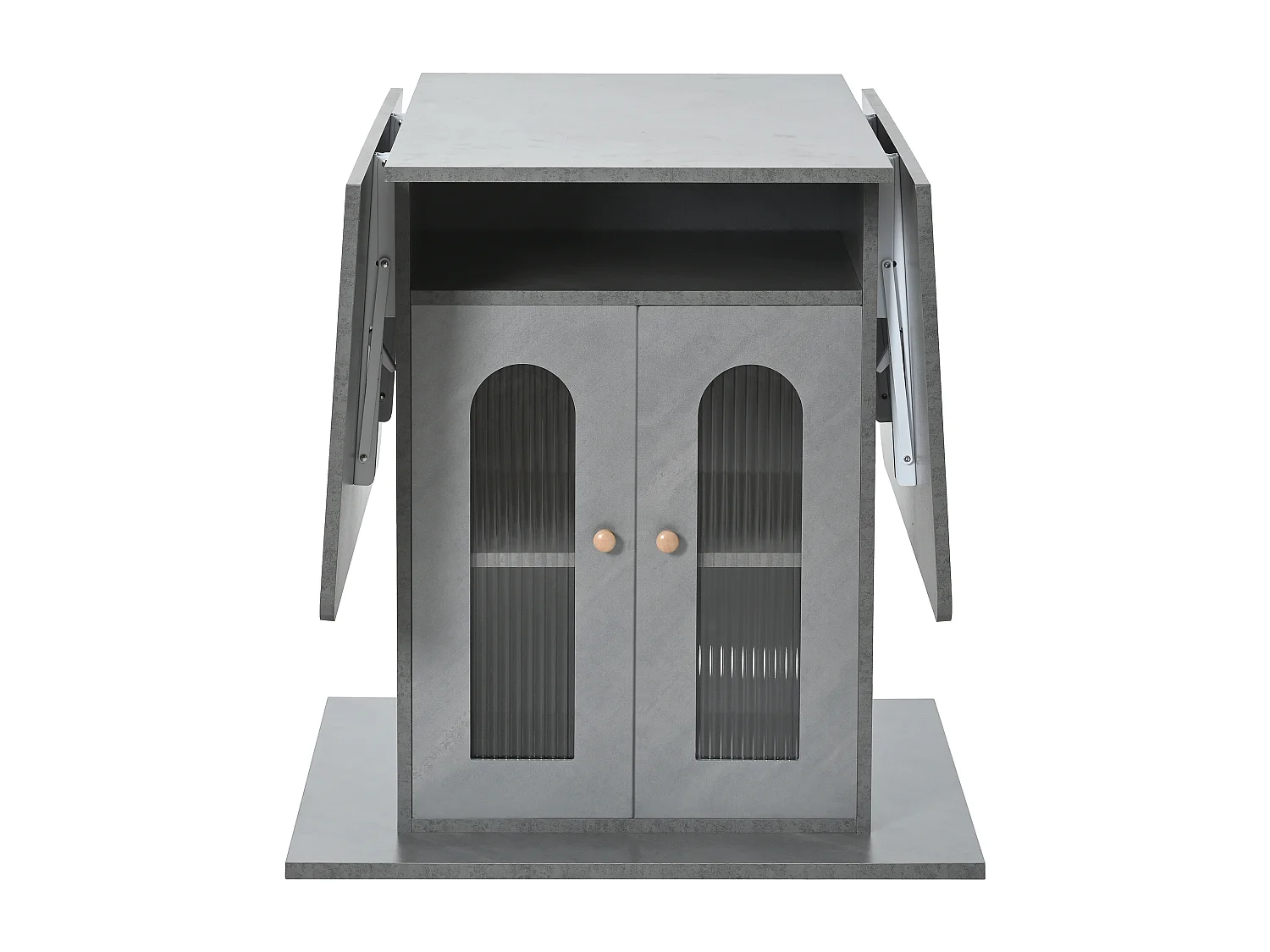 Table à manger pliable avec 2 portes et 1 niche - 50/140 x 78 x 75.6 cm - LEDs - Bois MDF - Gris