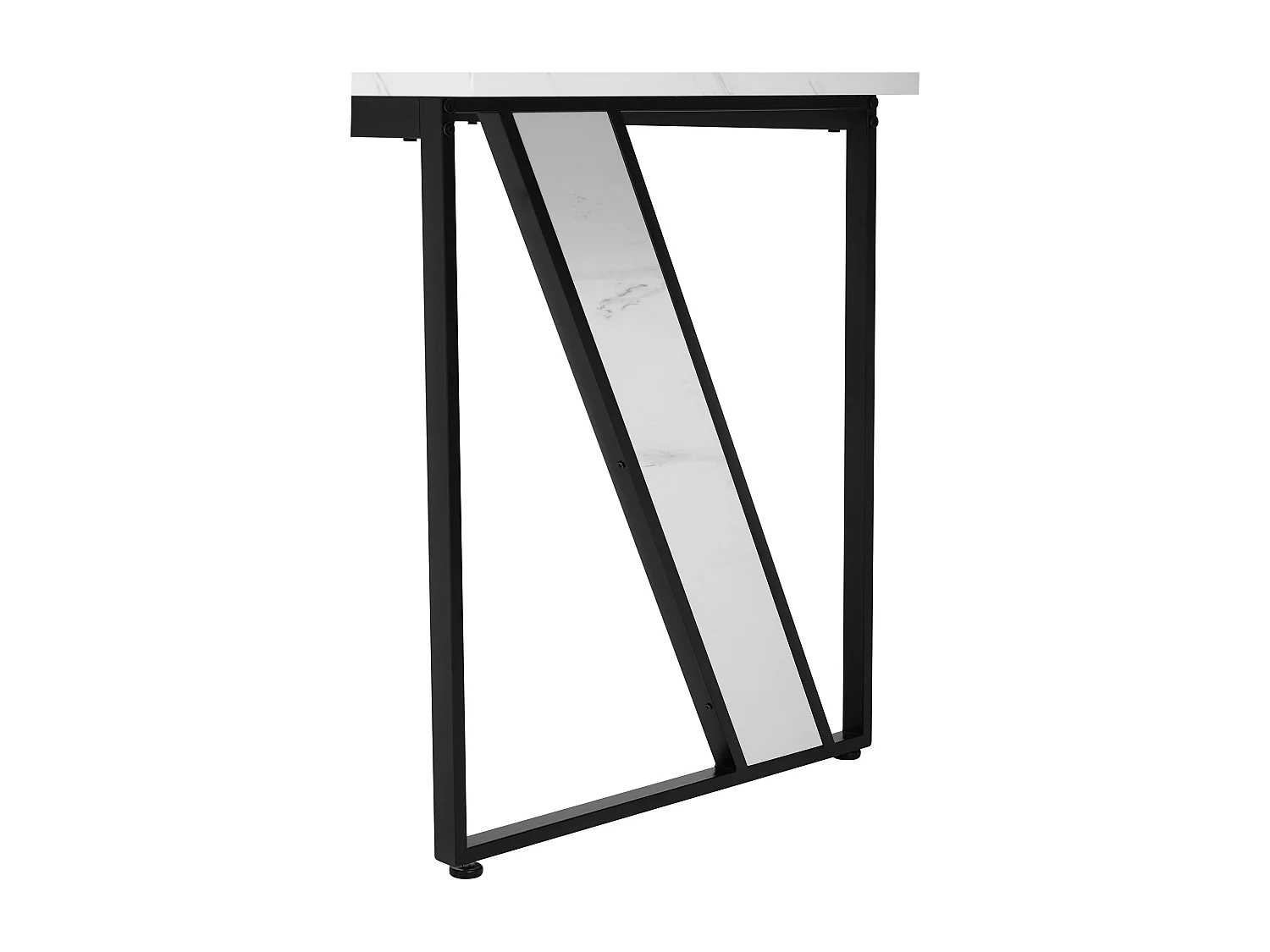 Table à manger rectangulaire 4 à 6 couverts - 160 x 80 x 75 cm - MDF et pièds en métal - Effet marbre - Blanc + noir