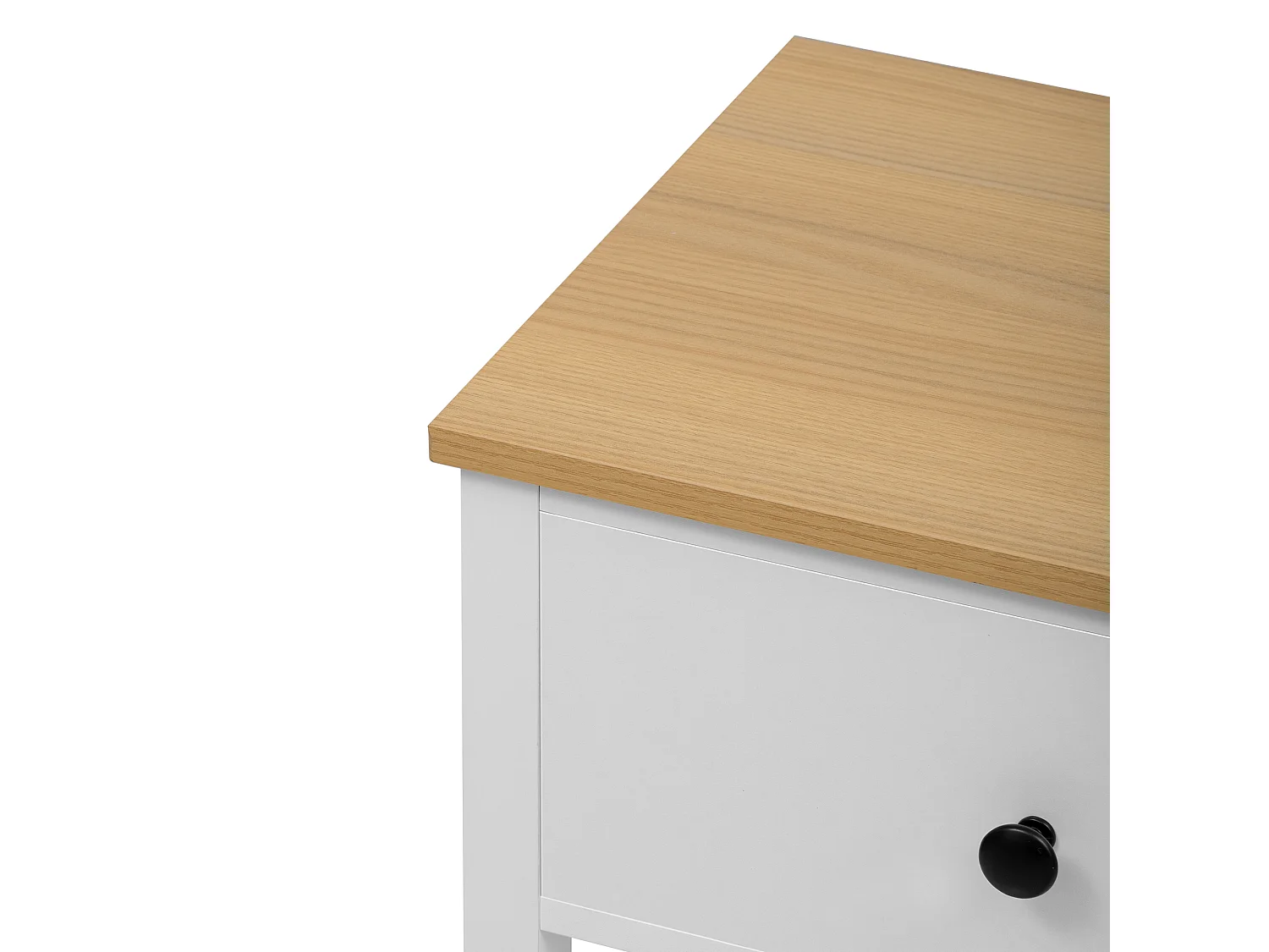 Konsola retro z 2 szufladami i 2 półkami - 85 x 35 x 77 cm - drewno MDF - biały + naturalny