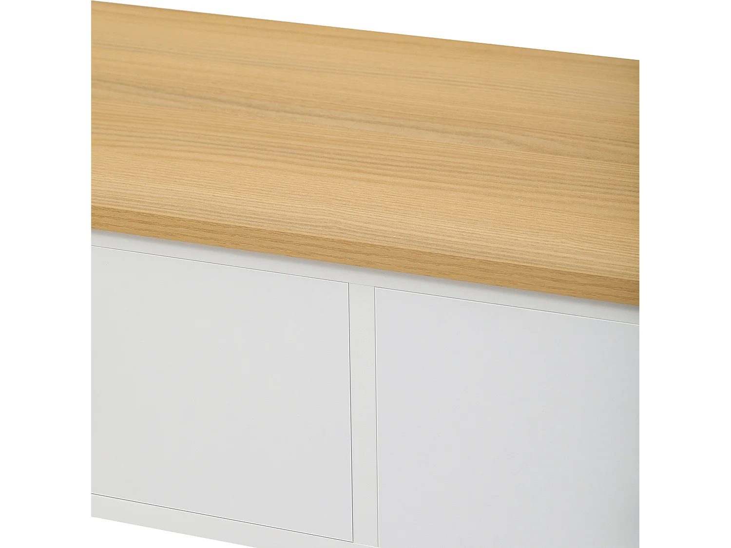 Konsola retro z 2 szufladami i 2 półkami - 85 x 35 x 77 cm - drewno MDF - biały + naturalny