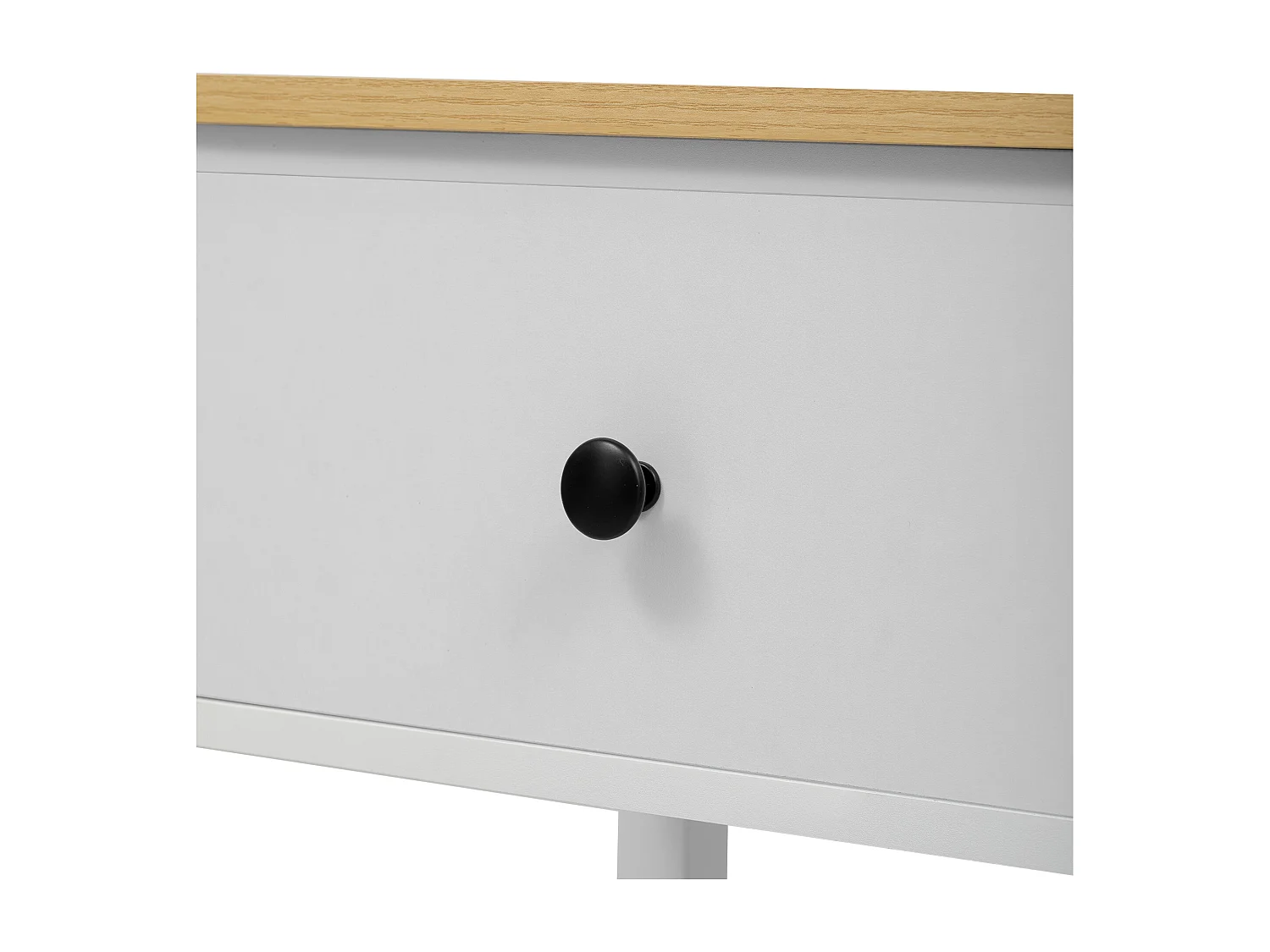Konsola retro z 2 szufladami i 2 półkami - 85 x 35 x 77 cm - drewno MDF - biały + naturalny