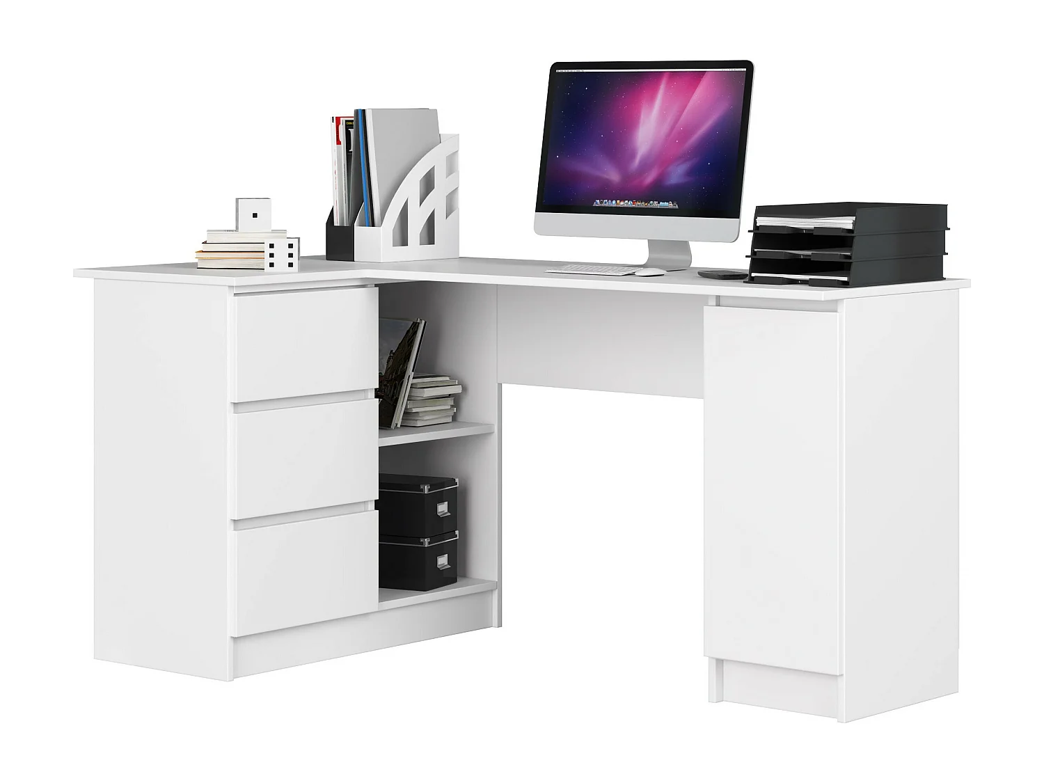 Hoekbureau Links B20 / Computerbureau / Computer Tafel / Bureautafel Links / Wit / 155 x 77 x 85 cm