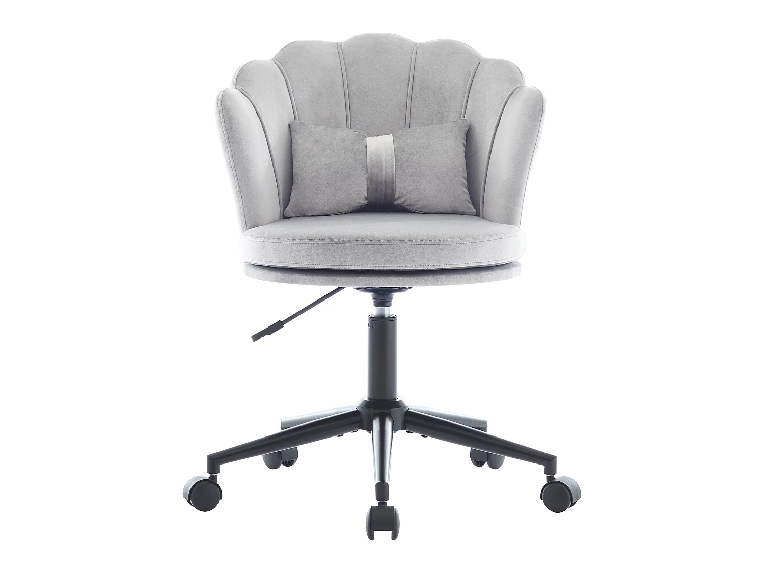 Fauteuil pivotant avec hauteur réglable - Dossier en forme de pétale - 55 x 42 x 73-83 cm - Velours - Gris
