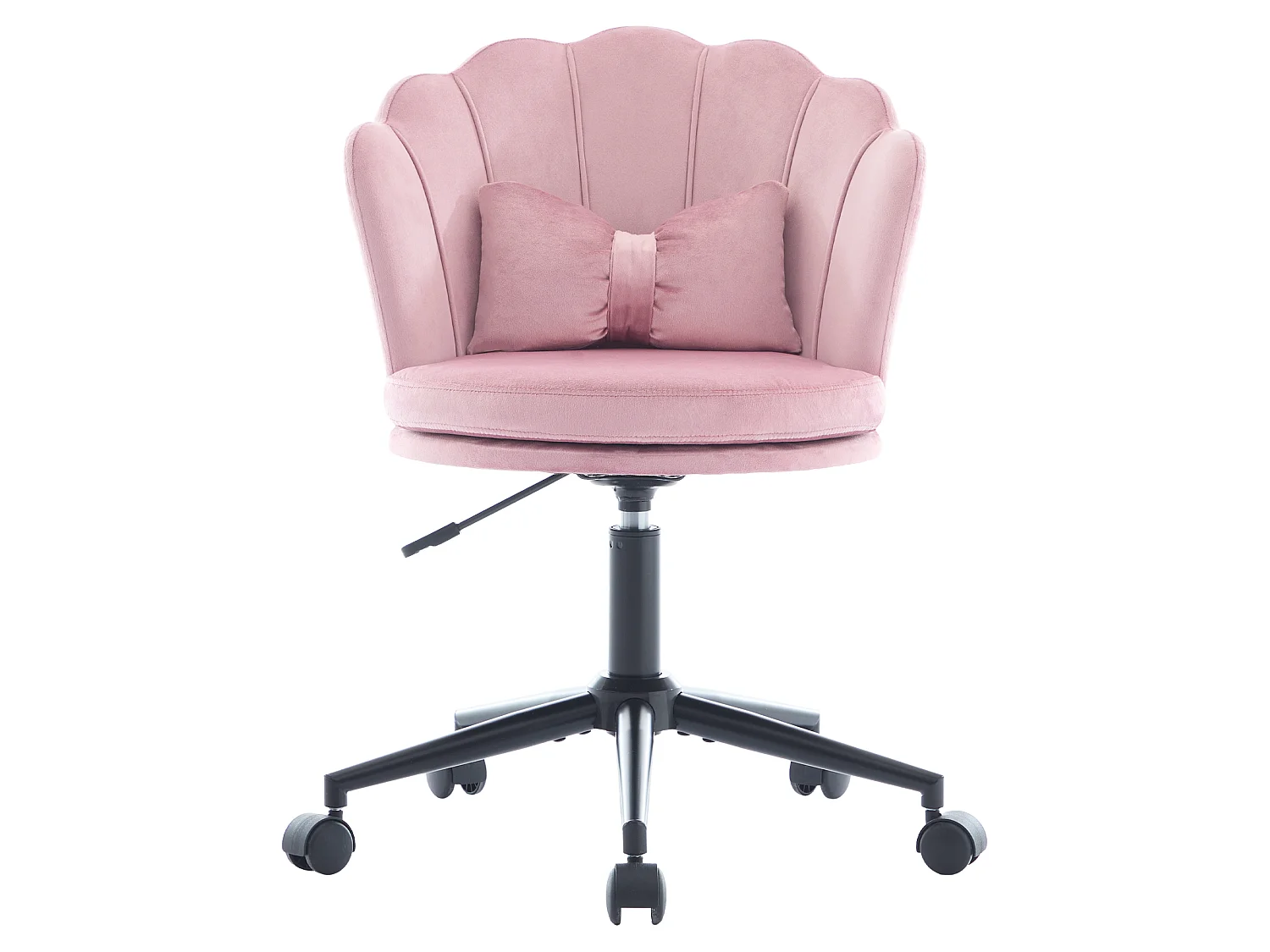 Drehsessel mit verstellbarer Höhe - Blütenförmige Rückenlehne - 55 x 42 x 73-83 cm - Samt - Rosa