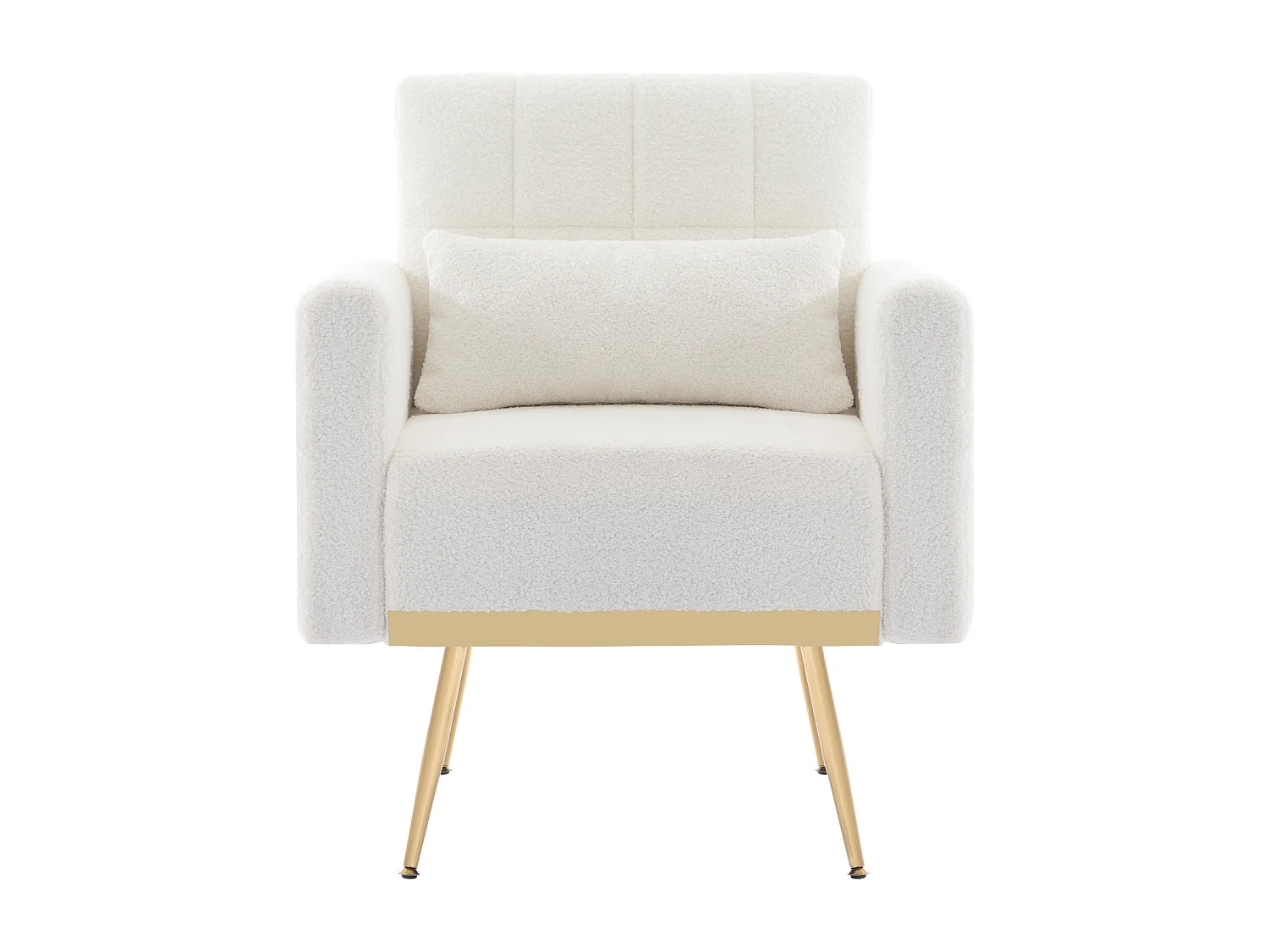 Fauteuil met armleuningen - Teddy fluwelen stof - 74 x 70 x 82 cm - Metalen poten - Wit