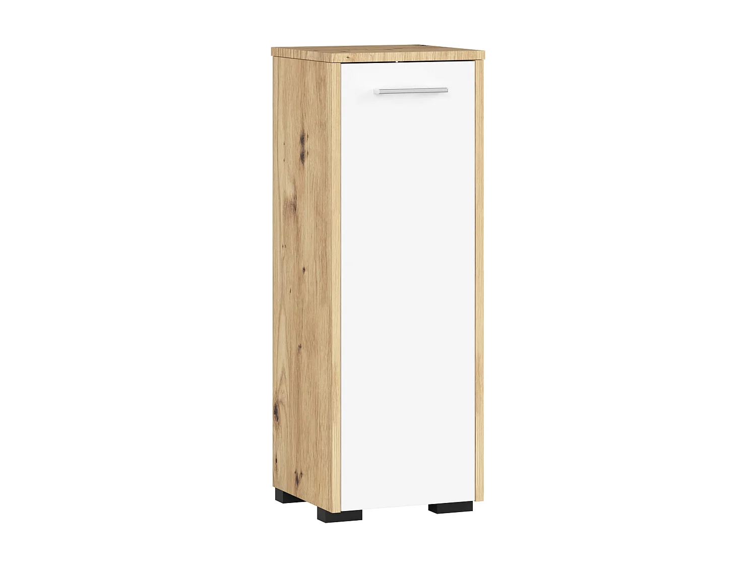 Stehender Badezimmerschrank AKORD FIN Artisan Eiche 30 cm Tür 2 Ebenen Front Weiß B30 x H85 x T30 cm