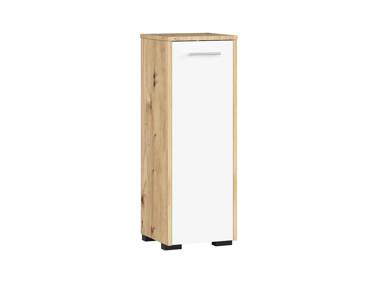 Armoire salle de bains AKORD FIN Chêne Artisan 30 cm 1 porte façade Blanche 2 étagères 30x30x85 cm