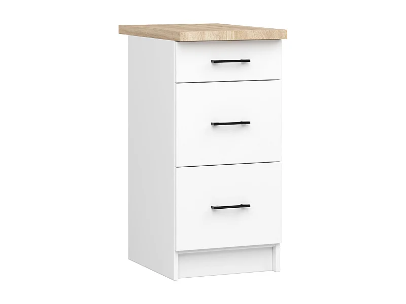 Küchenschrank AKORD OLIWIA modular S40 Unterschrank mit Arbeitsplatte Weiß 40 cm 3 Schubladen B40 x H85 x T46 cm