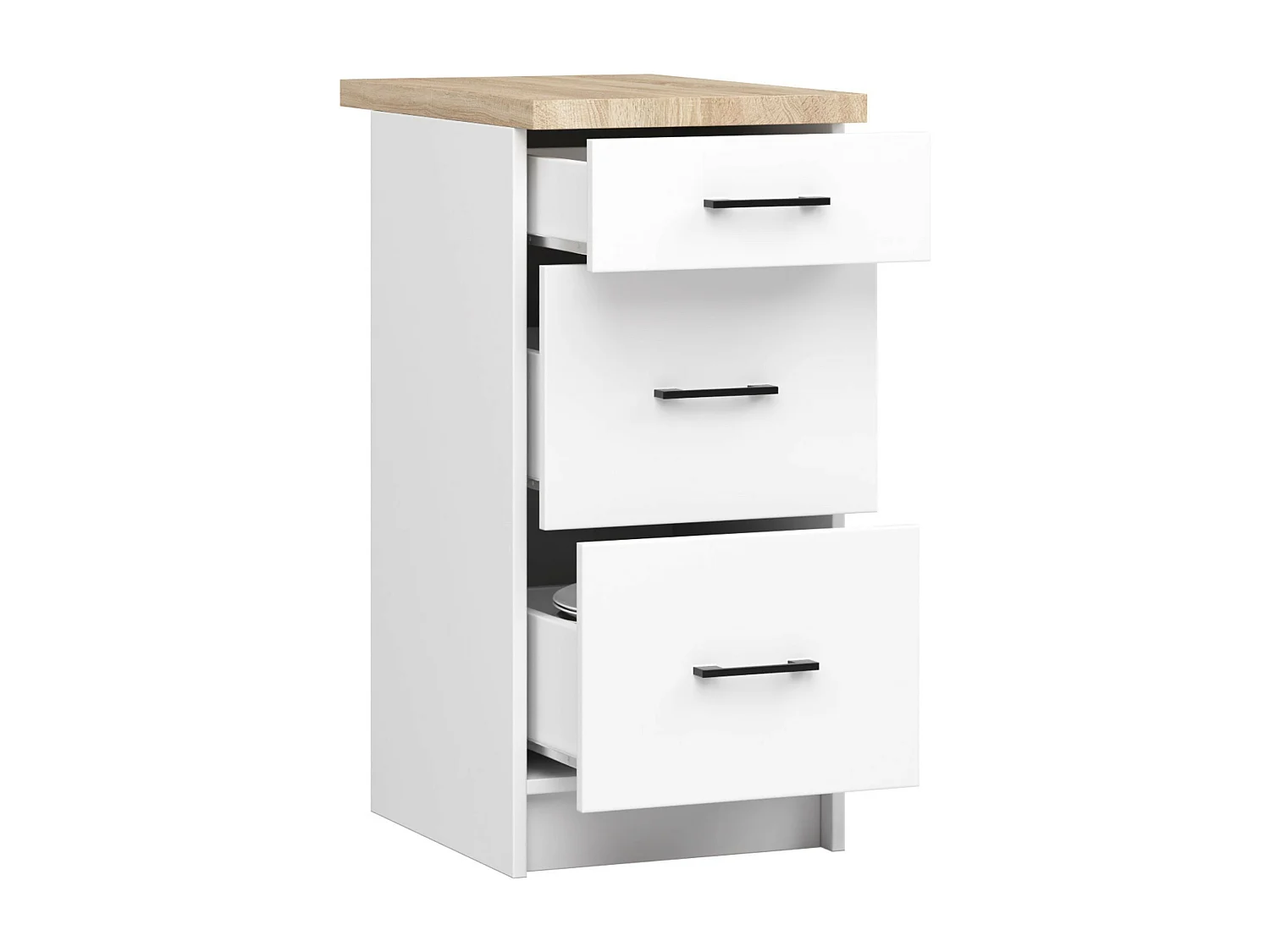 Keukenkast modulaire OLIWIA S40 met Verkblad / Onderkast met 3 Lades / AKORD Furniture Factory / Wit / 40 x 85 x 46 cm