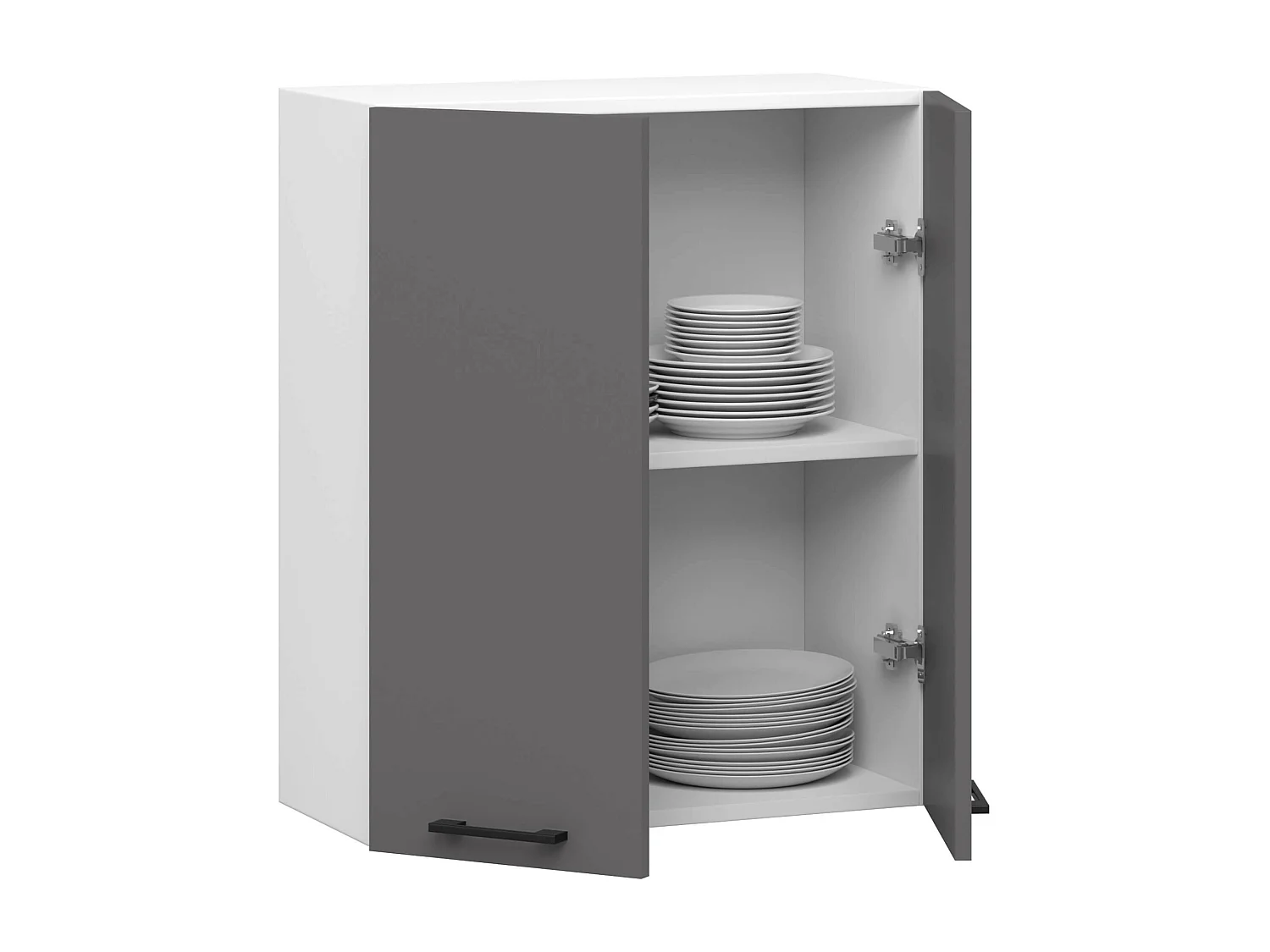 Keukenkast modulaire OLIWIA W60 H720 met 2 Deuren / Hangkast / Bovenkast / AKORD Furniture Factory / Wit - Grafietgrijs / 60 x 72 x 30 cm