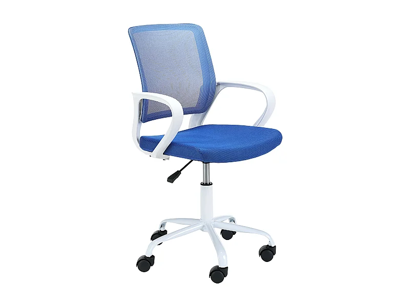 Silla de escritorio infantill FD6 de tela Blanco y Azul
