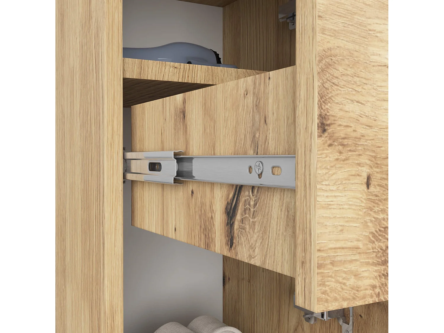 Stehender Badezimmerschrank AKORD FIN Artisan Eiche 30 cm 2 Türen Schublade 3 Ebenen B30 x H85 x T30 cm