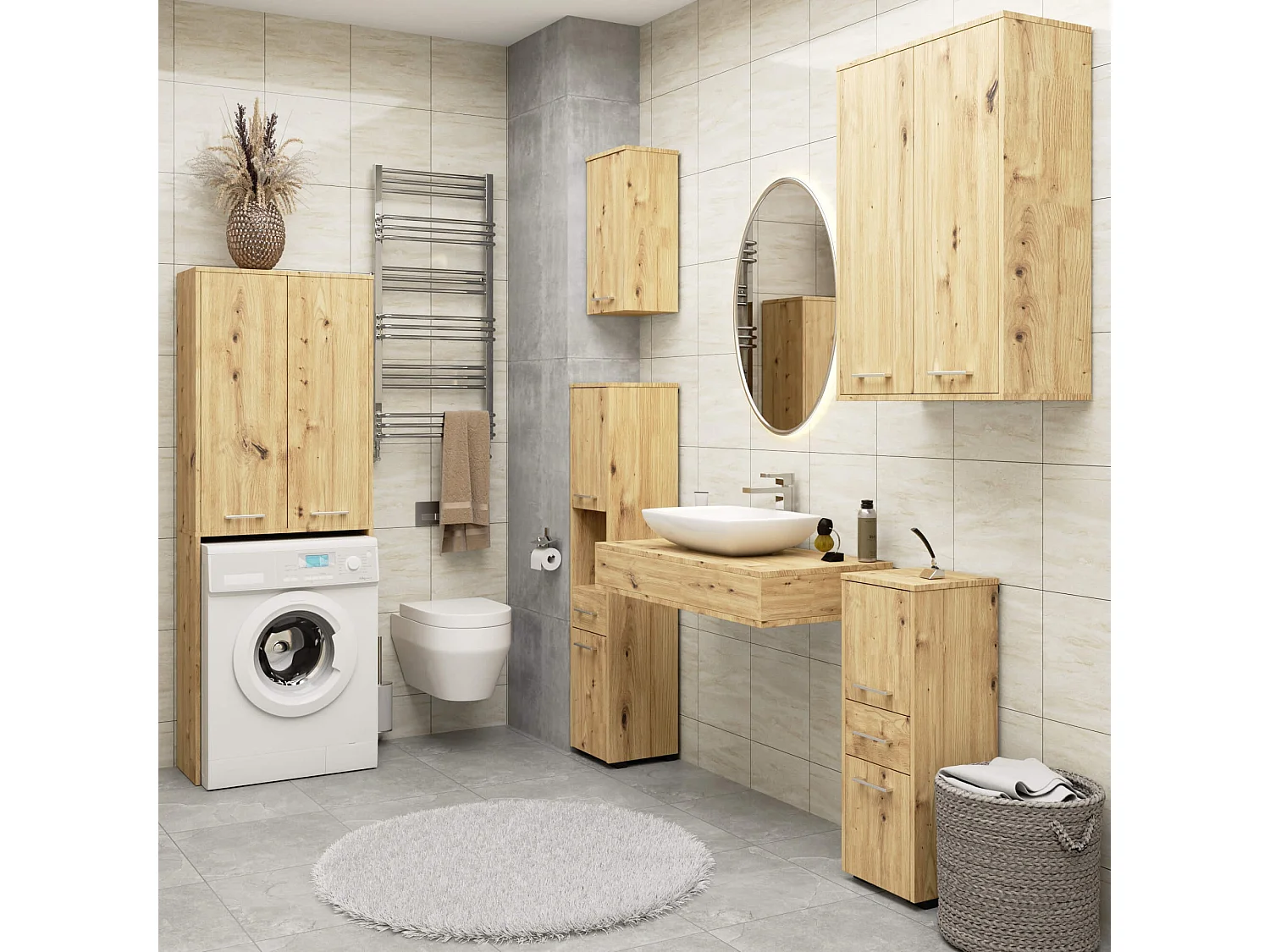 Badkamerkast FIN / AKORD Furniture Factory / Artisan Eik / 30 x 85 x 30 cm