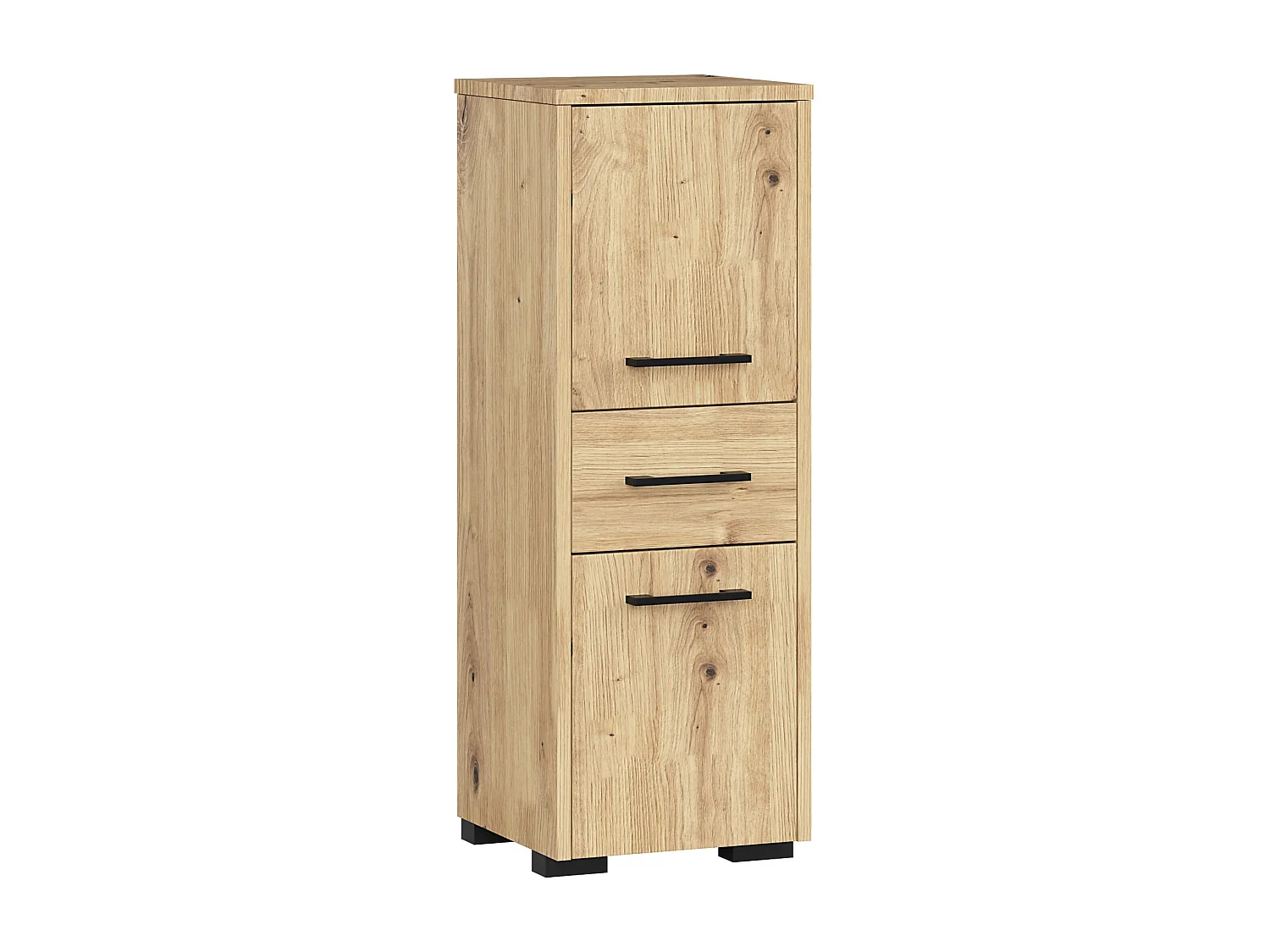Colonne salle de bains AKORD FIN Chêne Artisan 30 cm 2 portes 1 tiroir façade Chêne Artisan 3 étagères 30x30x85 cm