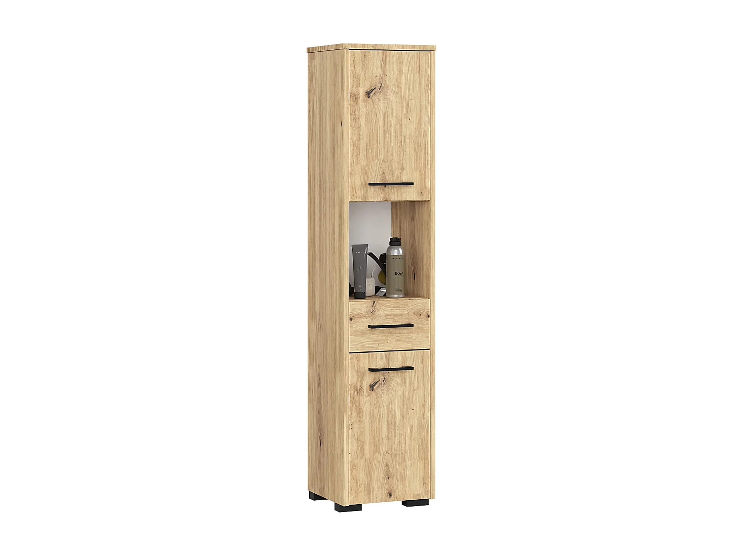 Columna de baño AKORD FIN Roble Artisan 30 cm 2 puertas 1 cajón 5 estantes 30x30x140 cm