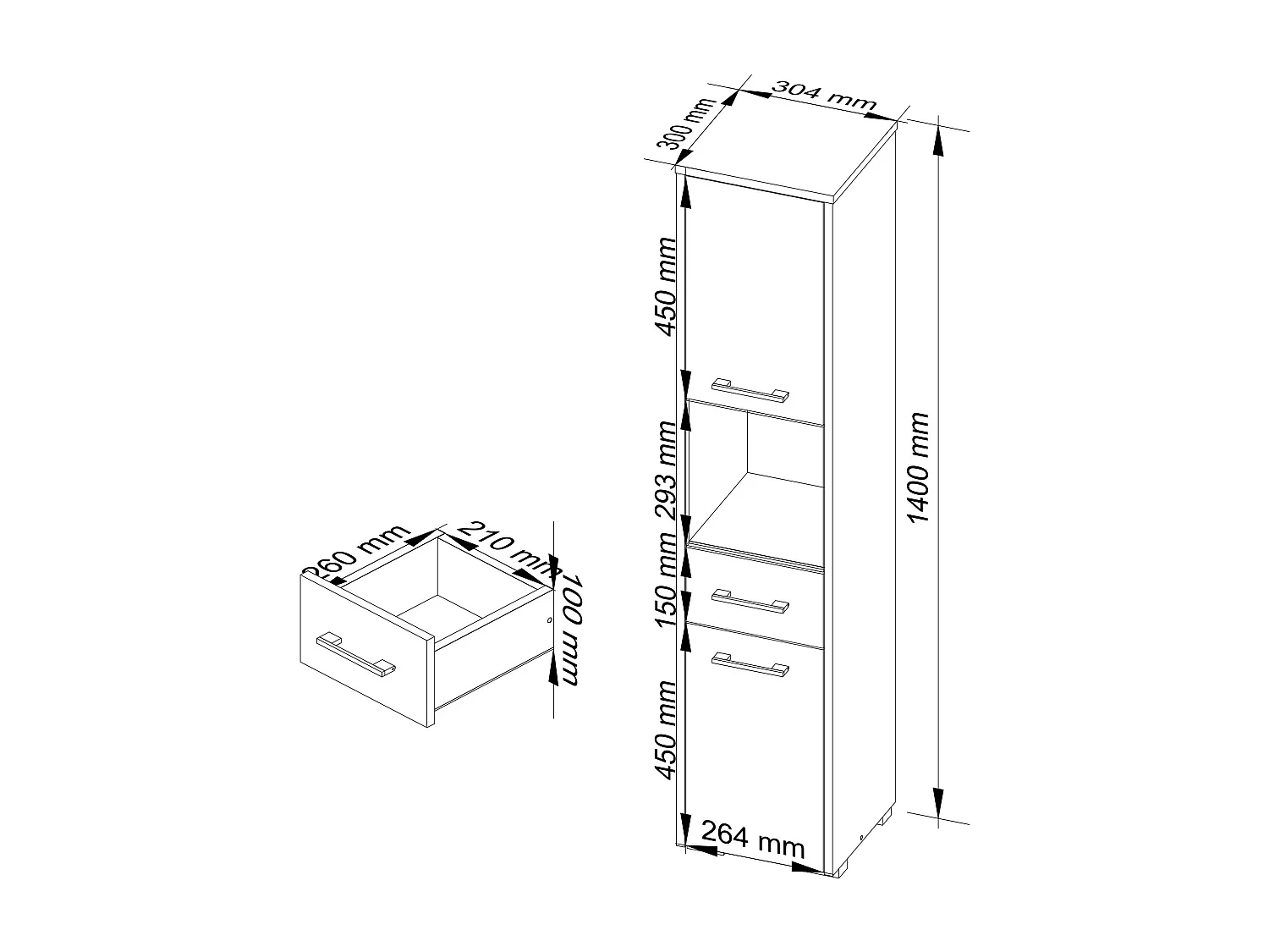 Kolomkast voor Badkamer FIN / AKORD Furniture Factory / Artisan Eik - Wit / 30 x 140 x 30 cm