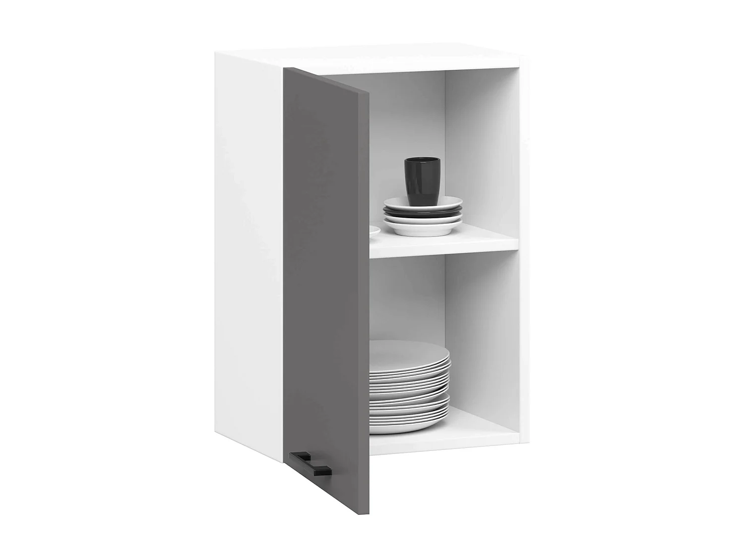 Armoires de cuisine haute AKORD W40 OLIWIA Blanc 40 cm 1 porte façade Gris Graphite 2 étagères 40x30x58 cm