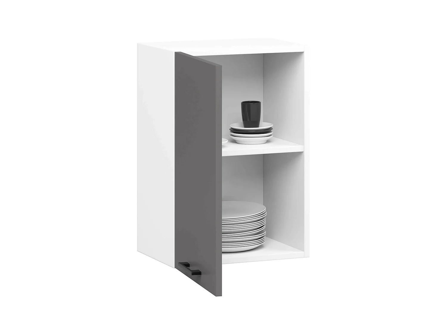 Hängeschrank Küchenschrank AKORD OLIWIA modular W40 Weiß 40 cm Tür 2 Ebenen Front Graphitgrau B40 x H58 x T30 cm