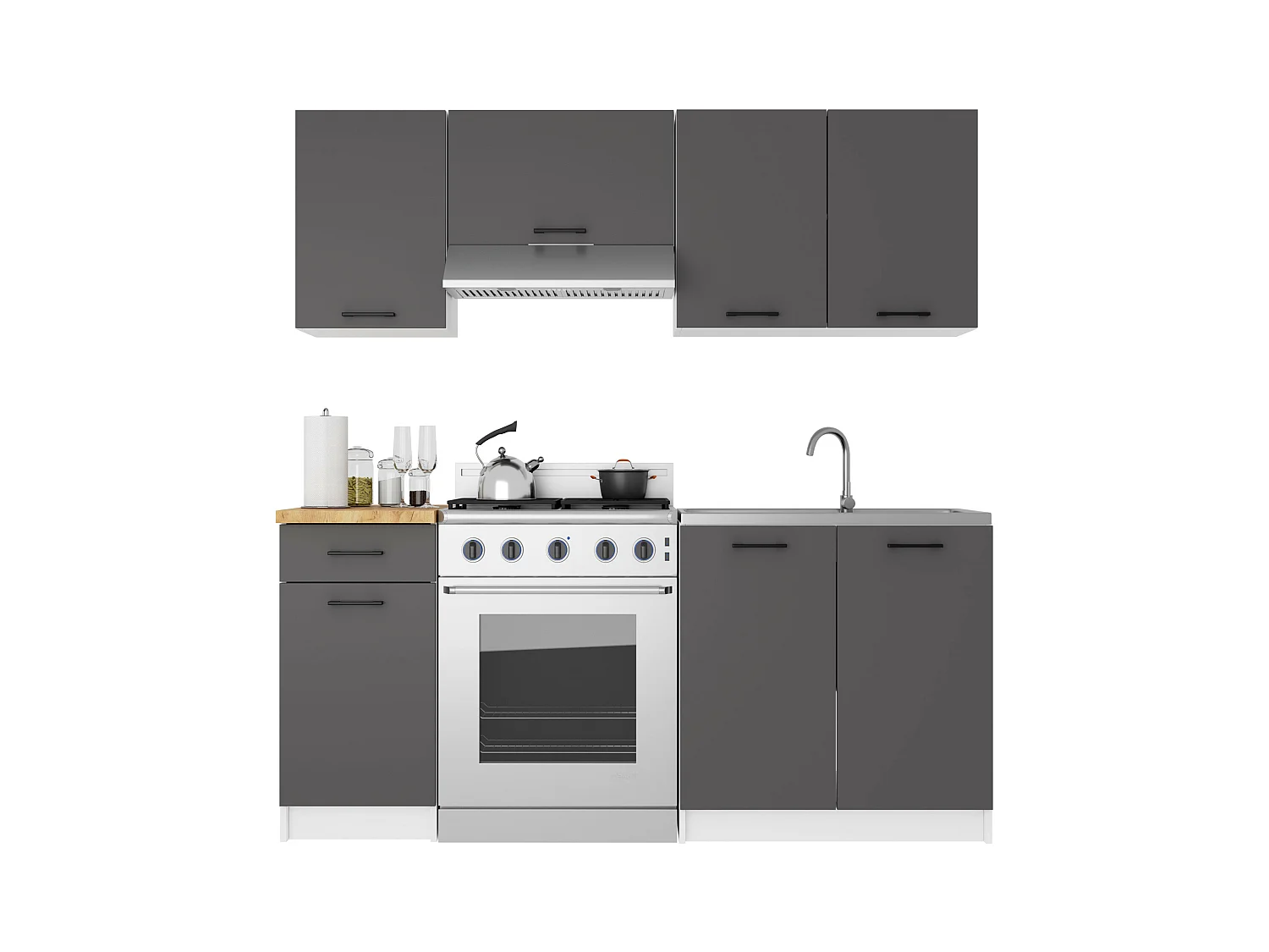 Hängeschrank Küchenschrank AKORD OLIWIA modular W40 Weiß 40 cm Tür 2 Ebenen Front Graphitgrau B40 x H58 x T30 cm