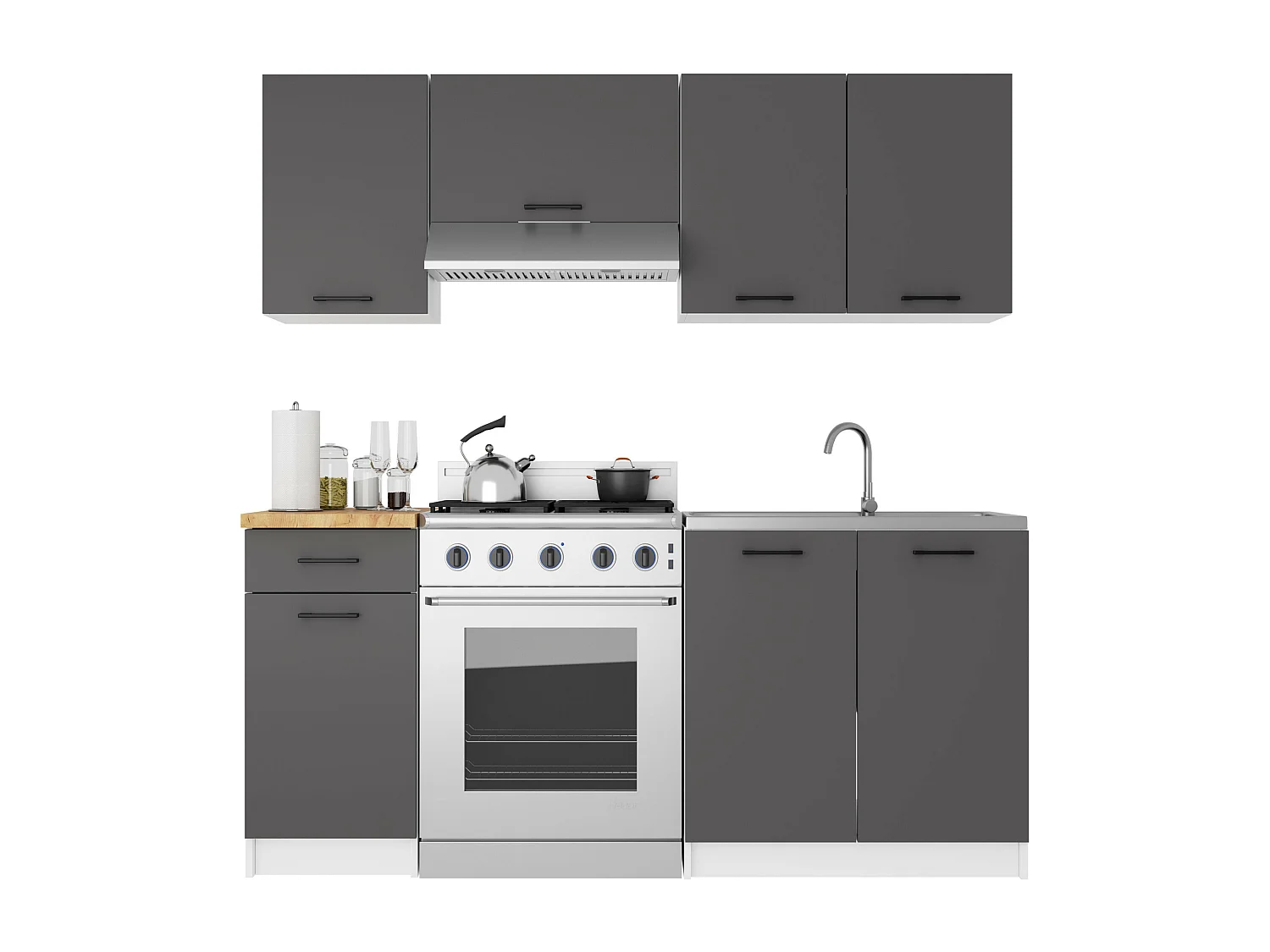 Keukenkast modulaire OLIWIA W40 met 1 Deur / Hangkast / Bovenkast / AKORD Furniture Factory / Wit - Grafietgrijs / 40 x 58 x 30 cm