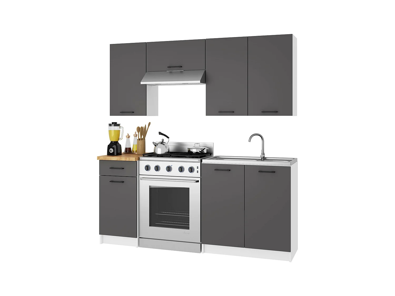 Armoires de cuisine haute AKORD W30 OLIWIA Blanc 30 cm 1 porte façade Gris Graphite 2 étagères 30x30x58 cm