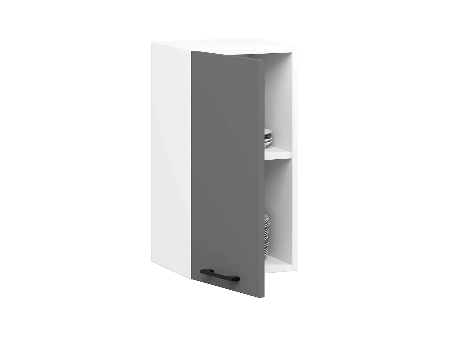 Hängeschrank Küchenschrank AKORD OLIWIA modular W30 Weiß 30 cm Tür 2 Ebenen Front Graphitgrau B30 x H72 x T30 cm