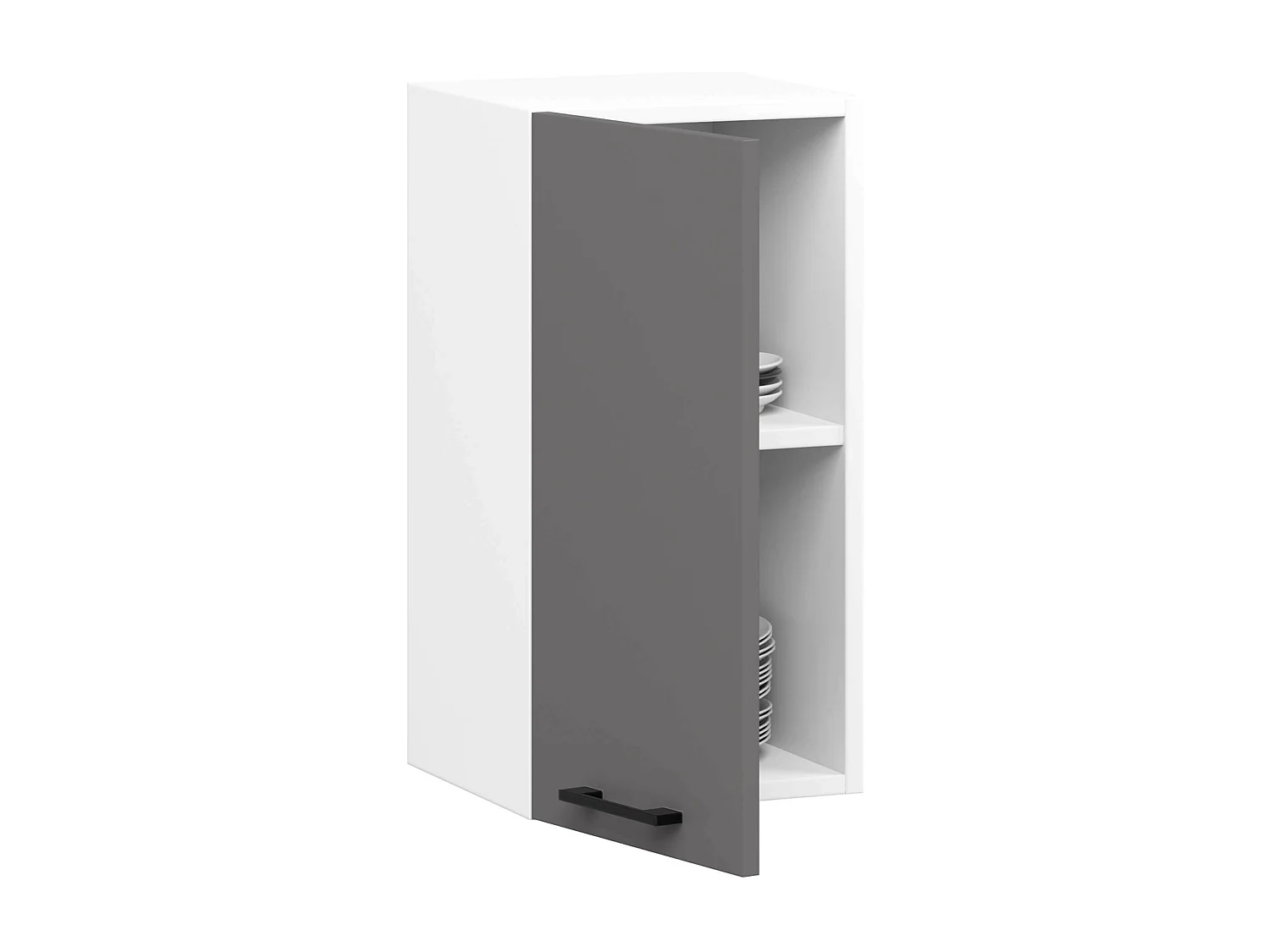 Keukenkast modulaire OLIWIA W30 met 1 Deur / Hangkast / Bovenkast / AKORD Furniture Factory / Wit - Grafietgrijs / 30 x 58 x 30 cm