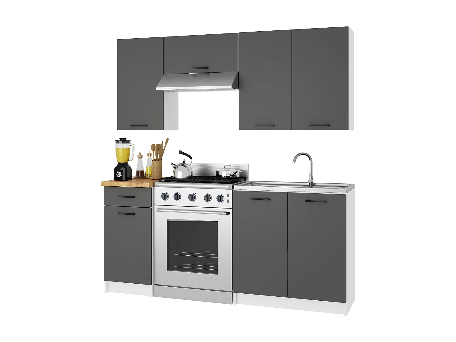 Keukenkast modulaire OLIWIA W30 met 1 Deur / Hangkast / Bovenkast / AKORD Furniture Factory / Wit - Grafietgrijs / 30 x 58 x 30 cm