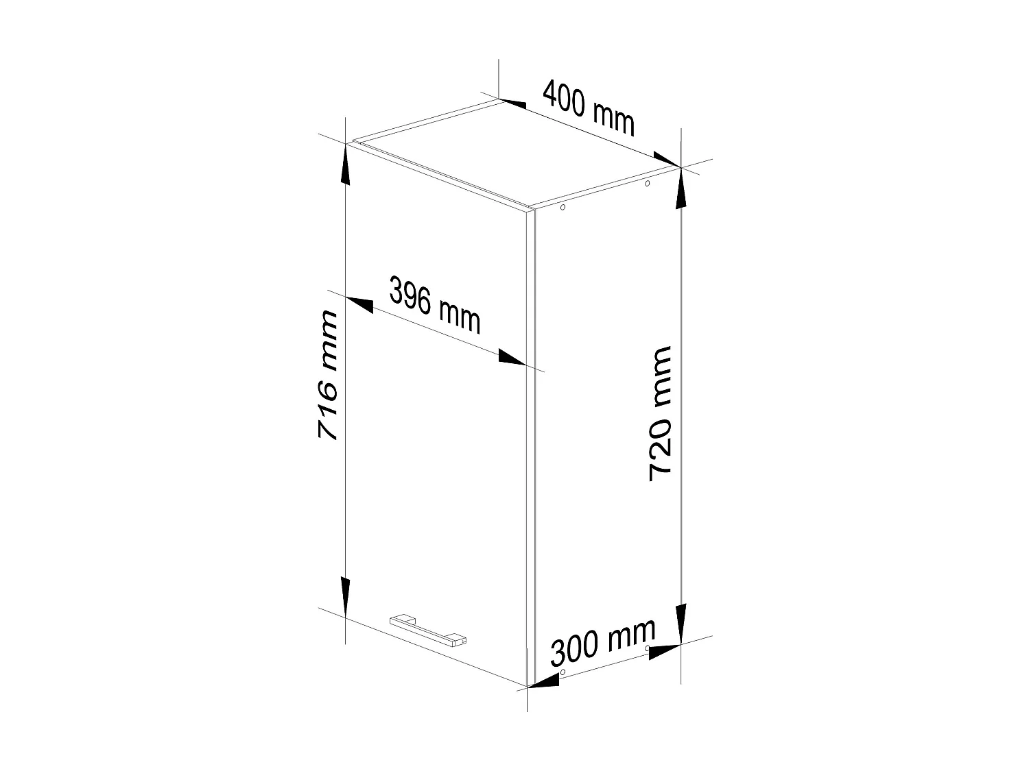 Armoires de cuisine haute AKORD W40 OLIWIA H720 Blanc 40 cm 1 porte façade Gris Graphite 2 étagères 40x30x72 cm
