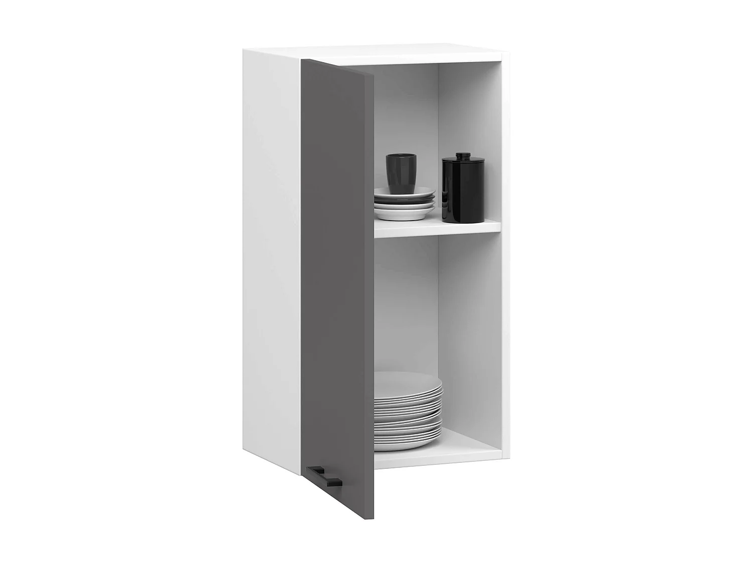Keukenkast modulaire OLIWIA W40 met 1 Deur / Hangkast / Bovenkast / AKORD Furniture Factory / Wit - Grafietgrijs / 40 x 72 x 30 cm