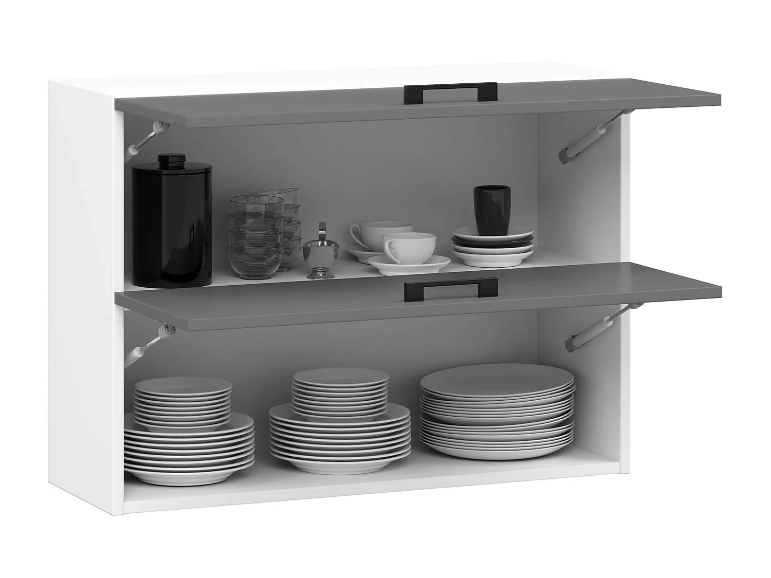 Keukenkast modulaire OLIWIA W80 G2 H580 met 2 Deuren / Hangkast / Bovenkast / AKORD Furniture Factory / Wit - Grafietgrijs / 80 x 58 x 30 cm