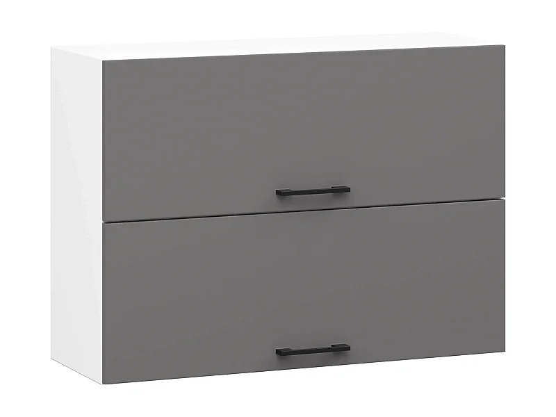 Hängeschrank Küchenschrank AKORD OLIWIA G2 modular W80 Weiß 80 cm 2 Türen 2 Ebenen Front Graphitegrau B80 x H58 x T30 cm