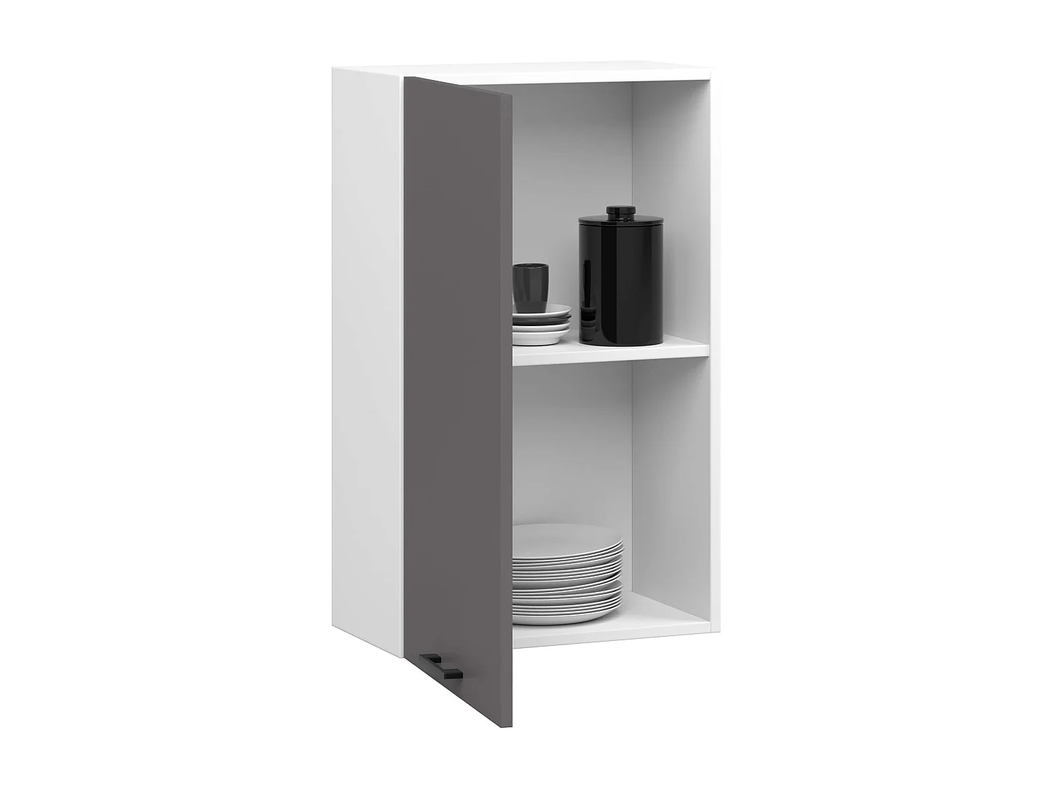 Keukenkast modulaire OLIWIA W50 met 1 Deur / Hangkast / Bovenkast / AKORD Furniture Factory / Wit - Grafietgrijs / 50 x 72 x 30 cm