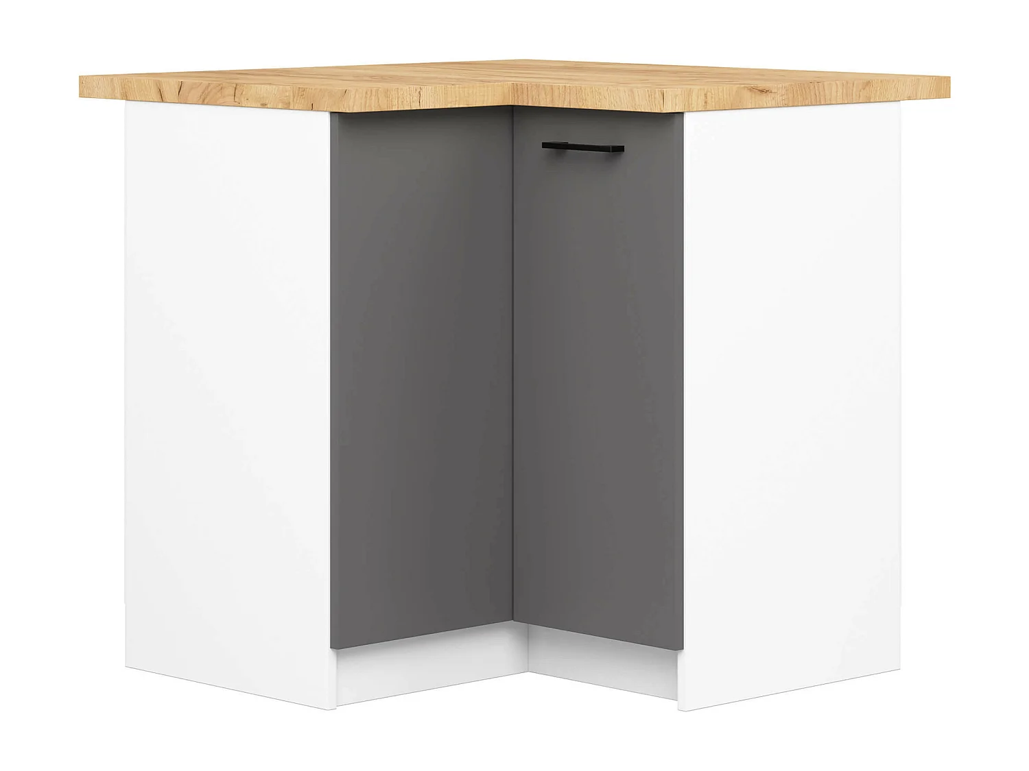 Armoires de cuisine basse AKORD S90 d'angle OLIWIA Blanc 90 cm 2 portes façade Gris Graphite 2 étagères 90x46x85 cm