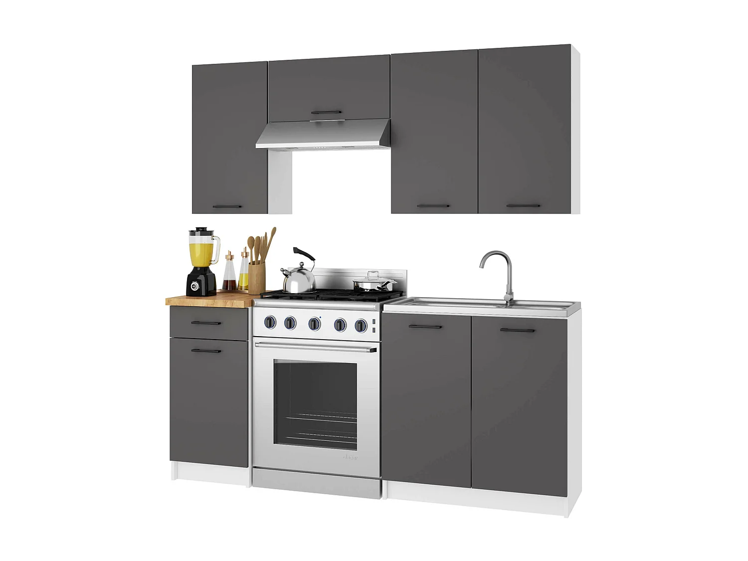 Onderkast voor Spoelbak OLIWIA S80 / Keukenkast modulaire / AKORD Furniture Factory / Wit - Grafietgrijs / 80 x 82 x 46 cm