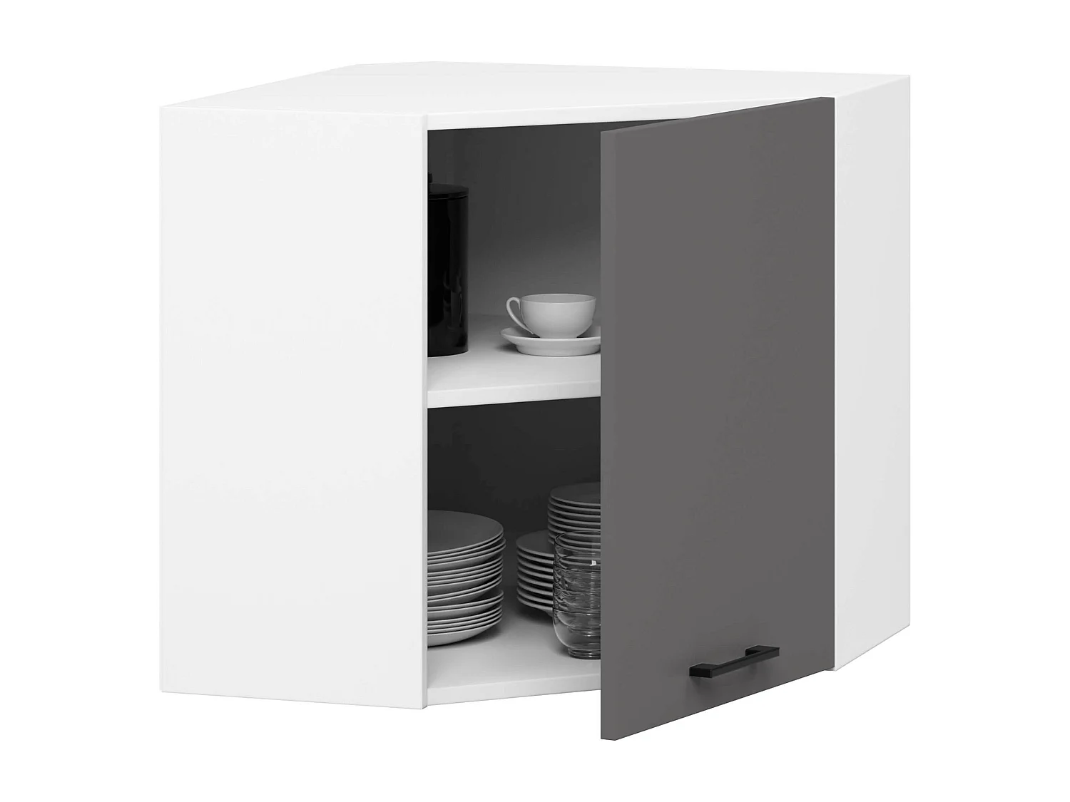 Hoek Keukenkast modulaire OLIWIA W60/60 / Hangkast / Bovenkast / AKORD Furniture Factory / Wit - Grafietgrijs / 60 x 58 x 30 cm