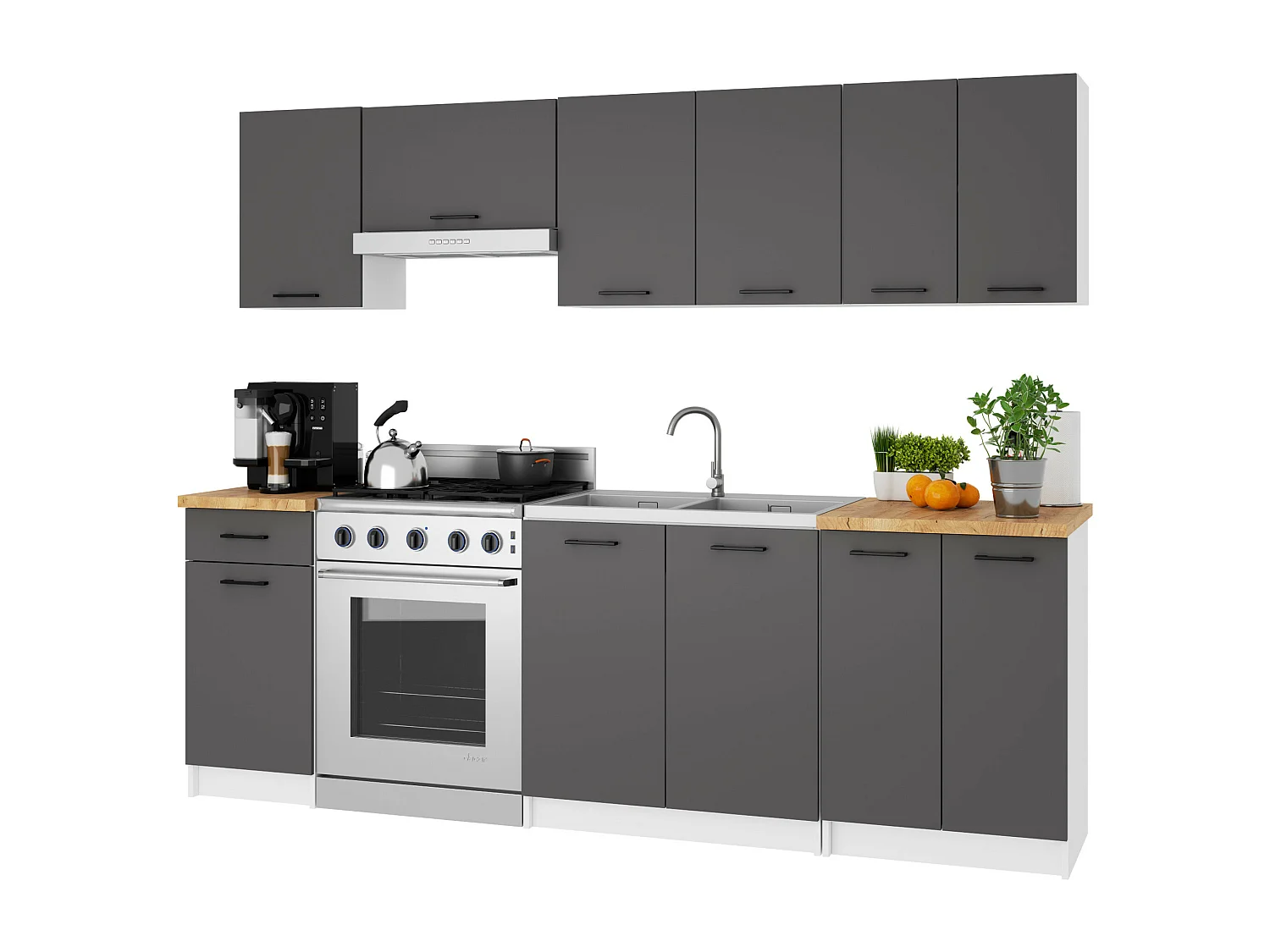 Keukenkast modulaire OLIWIA S50 met Verkblad / Onderkast met 1 Deur en 1 Lade / AKORD Furniture Factory / Wit - Grafietgrijs / 50 x 85 x 46 cm