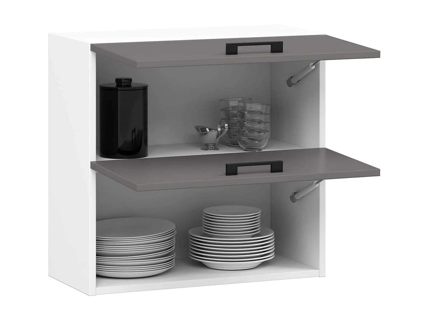 Keukenkast modulaire OLIWIA W60 G2 H580 met 2 Deuren / Hangkast / Bovenkast / AKORD Furniture Factory / Wit - Grafietgrijs / 60 x 58 x 30 cm