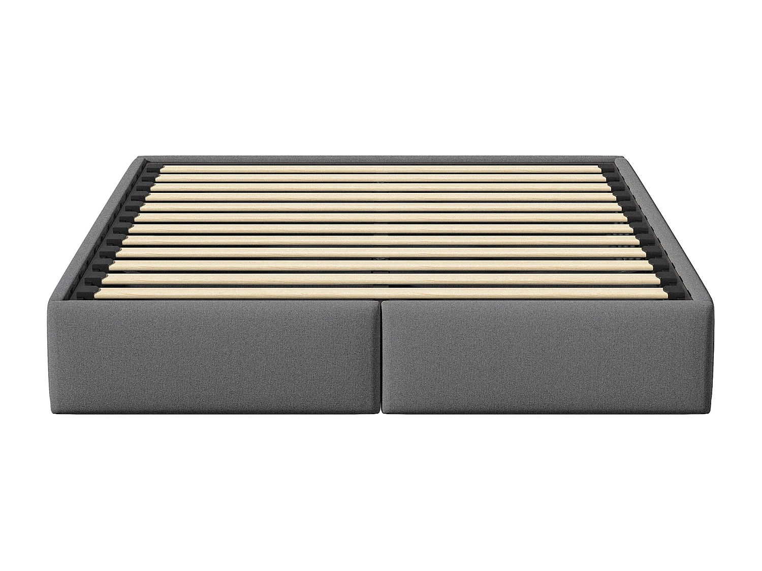 Cama estofada 140*200 cm com módulo de arrumação hidráulico e 2 gavetas, sem cabeceira, linho, cinza