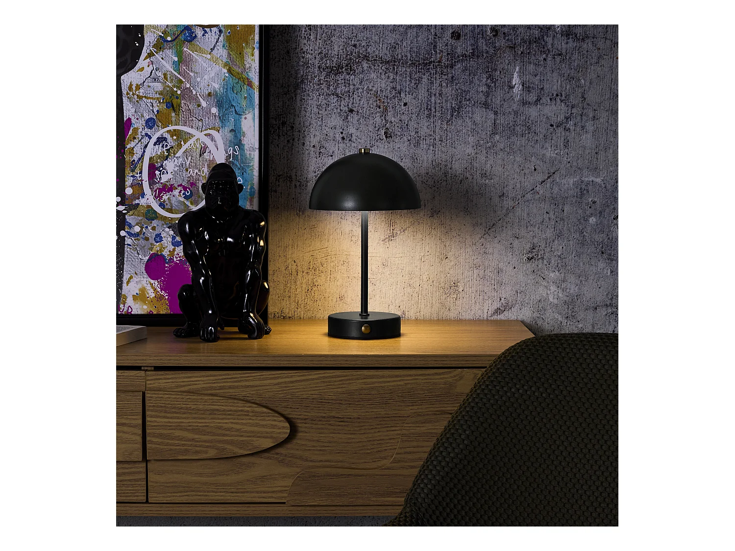 Lampe De Table Lucia Rechargeable Noire H26cm Noir