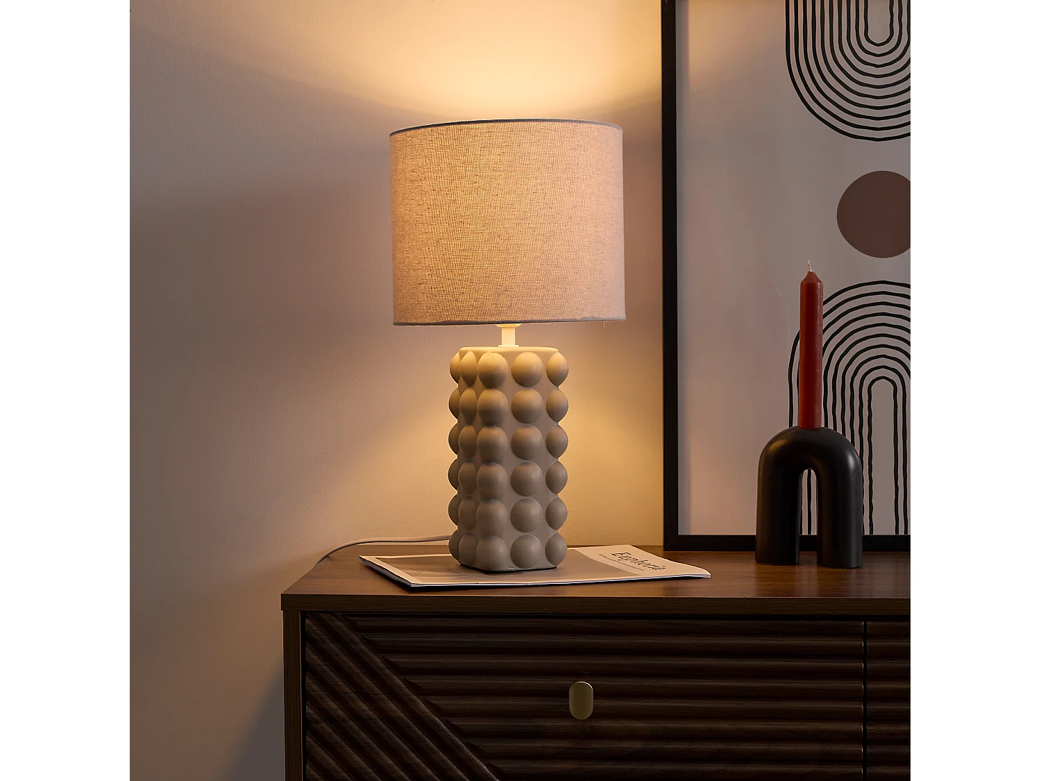 Lampe Ceramique Taupe Vert